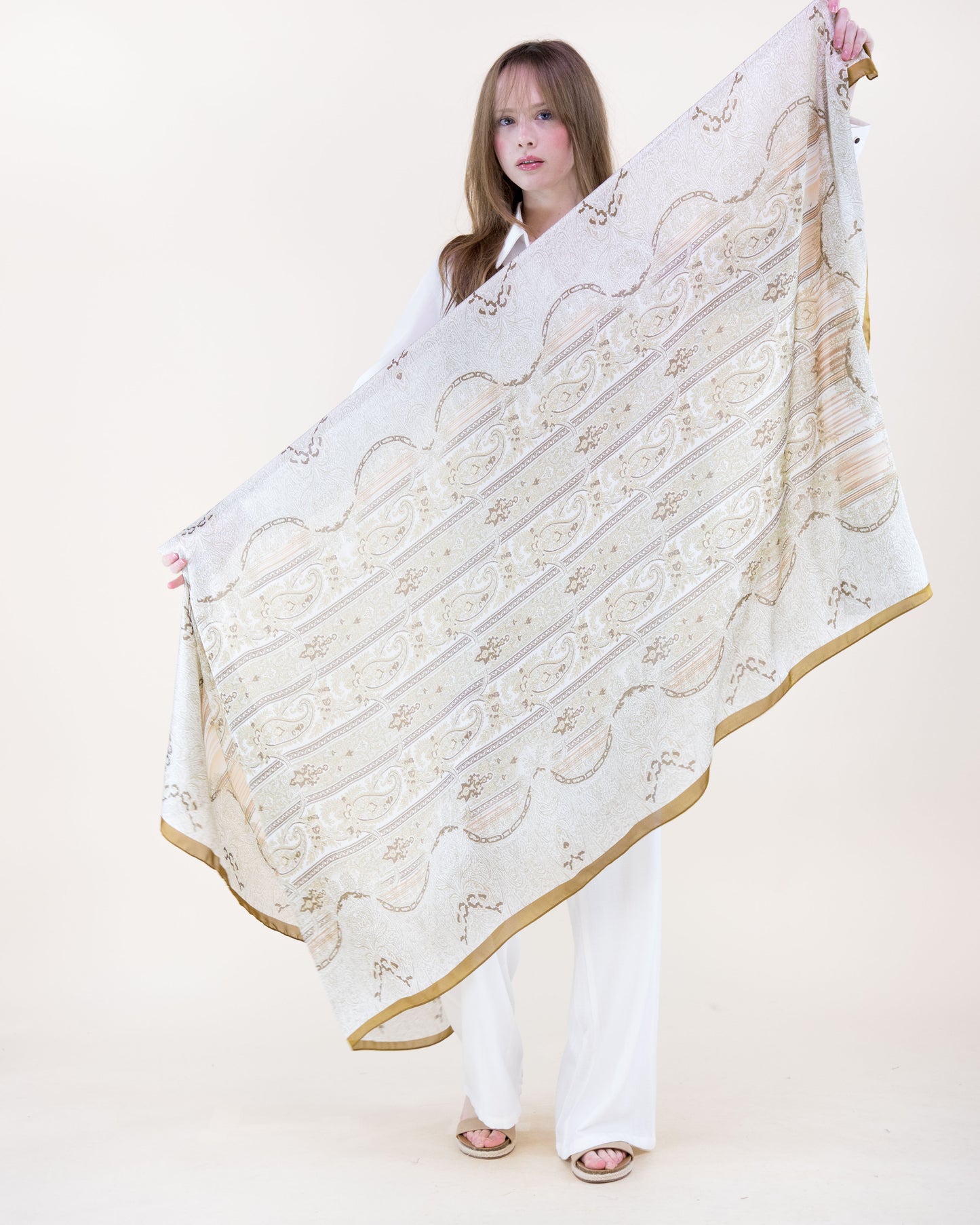 Rococo Paisley Satin Long Scarf