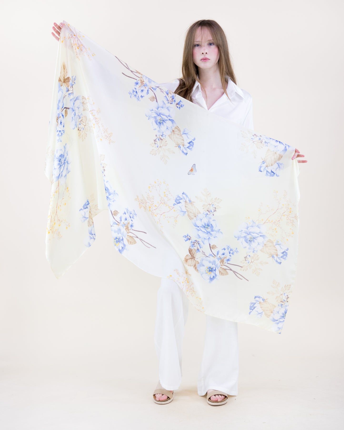 Illusion Garden Satin Long Scarf