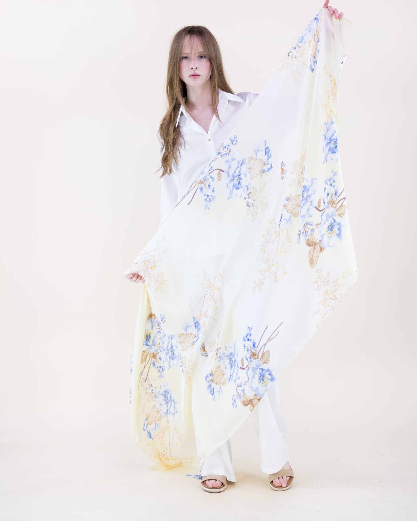 Illusion Garden Satin Long Scarf