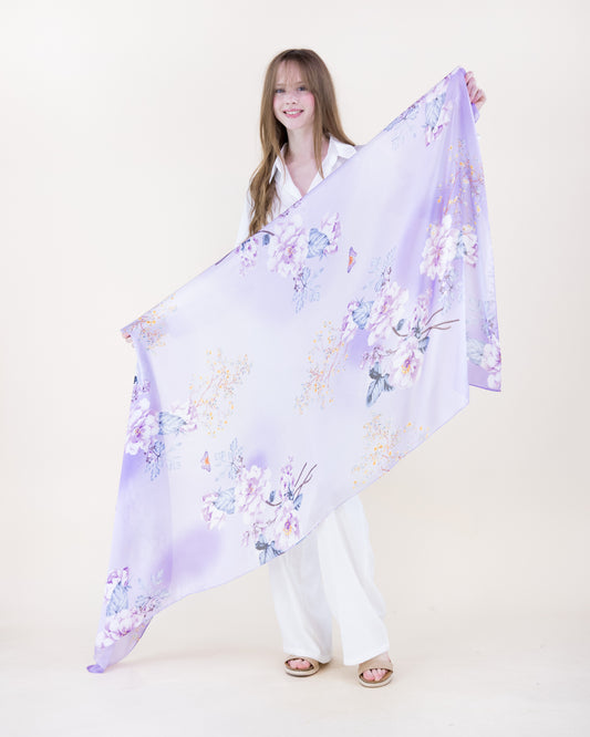 Illusion Garden Satin Long Scarf