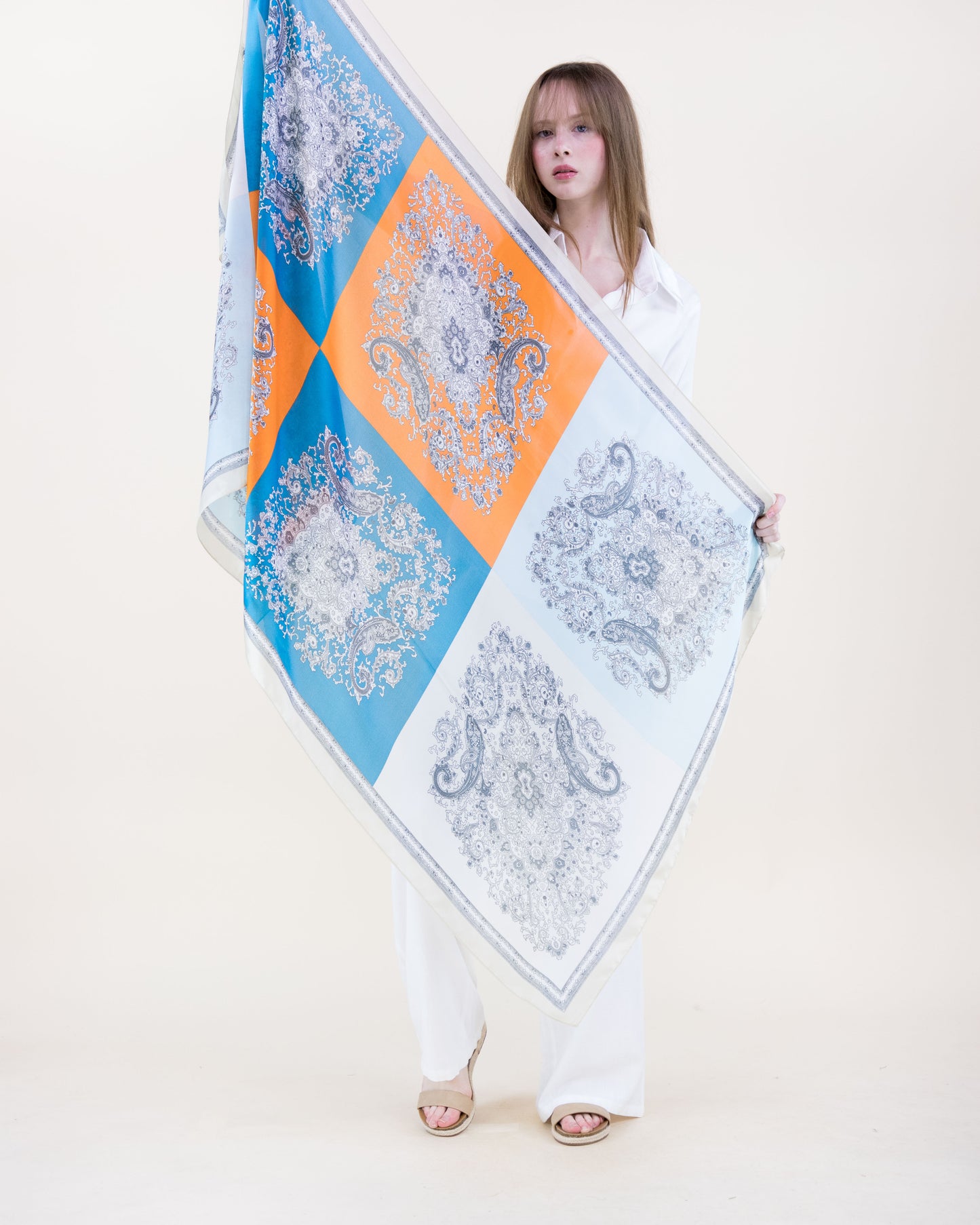 Paisley Floral Collage Satin Long Scarf