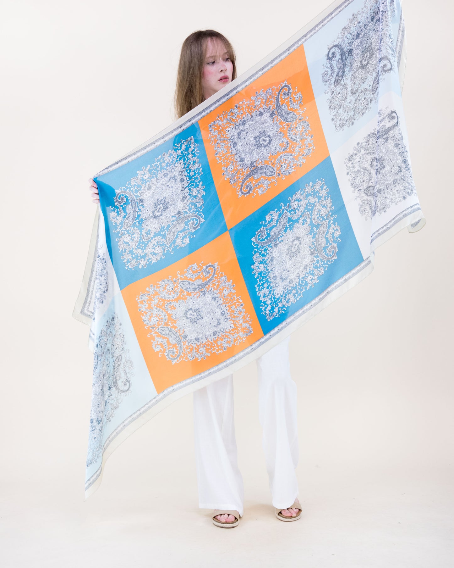 Paisley Floral Collage Satin Long Scarf