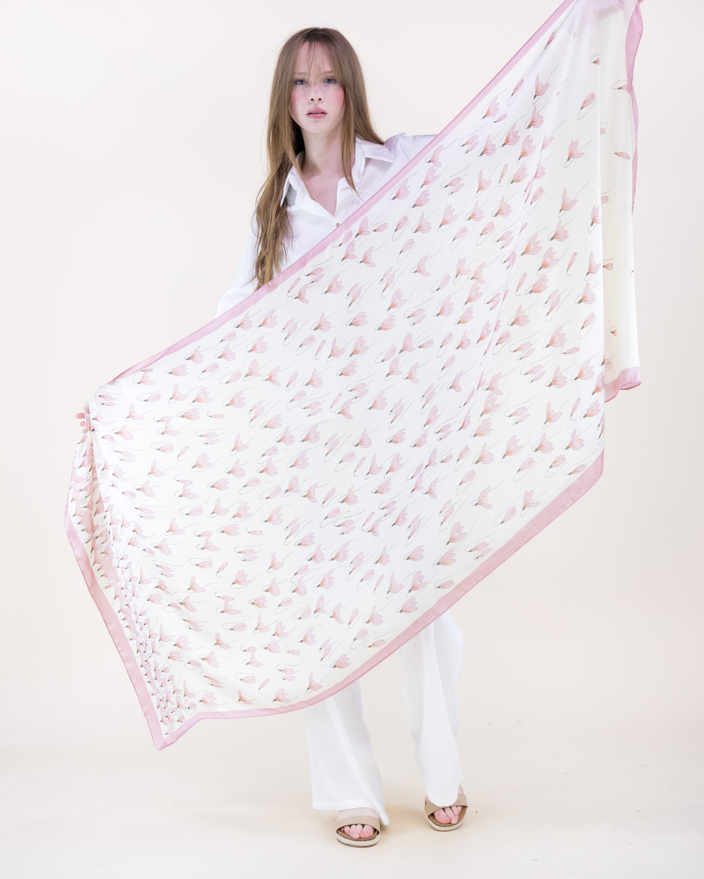 Windy Crocus Satin Long Scarf