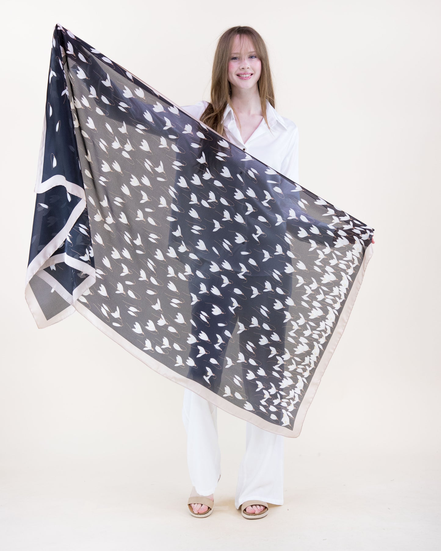Windy Crocus Satin Long Scarf
