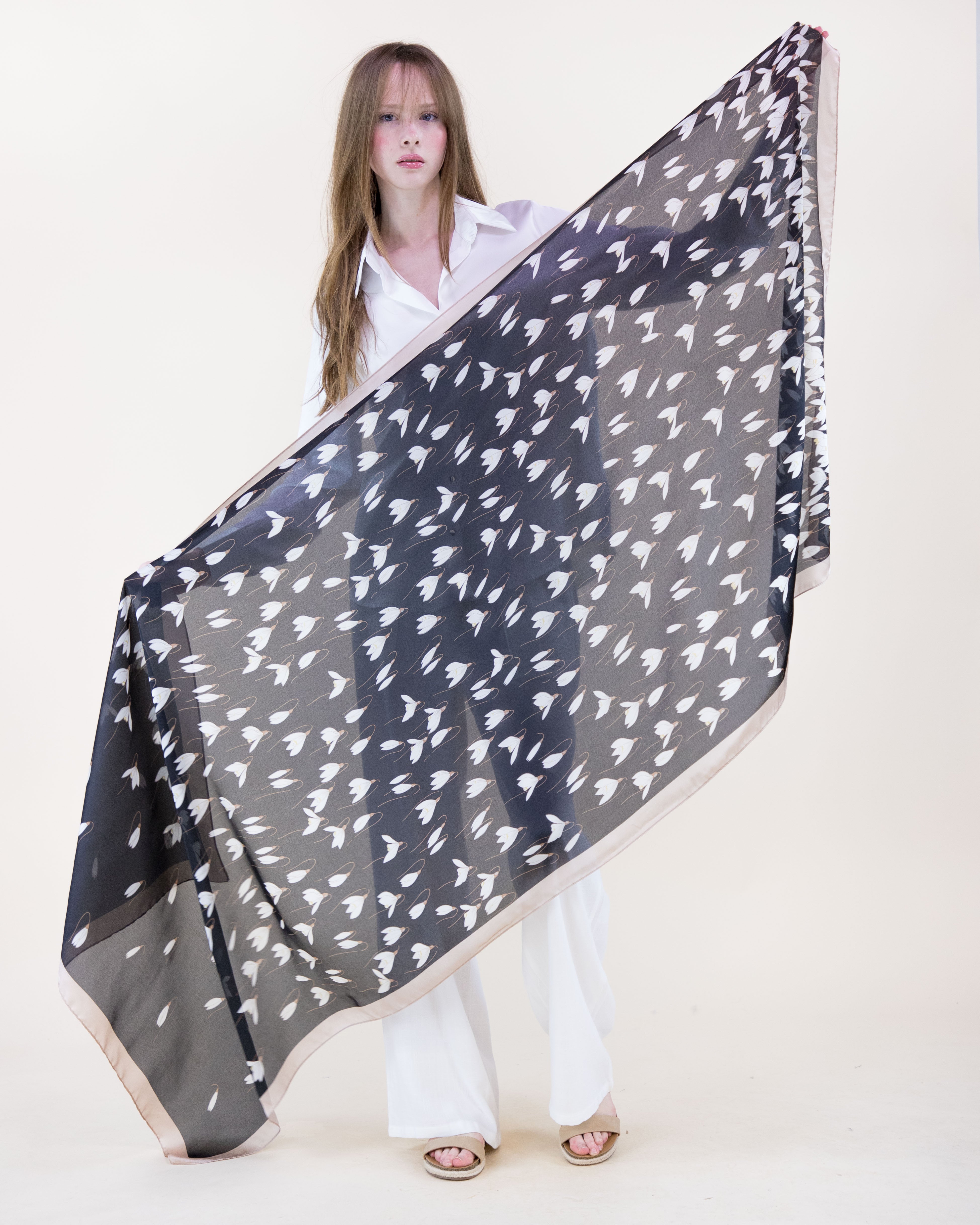 Windy Crocus Satin Long Scarf