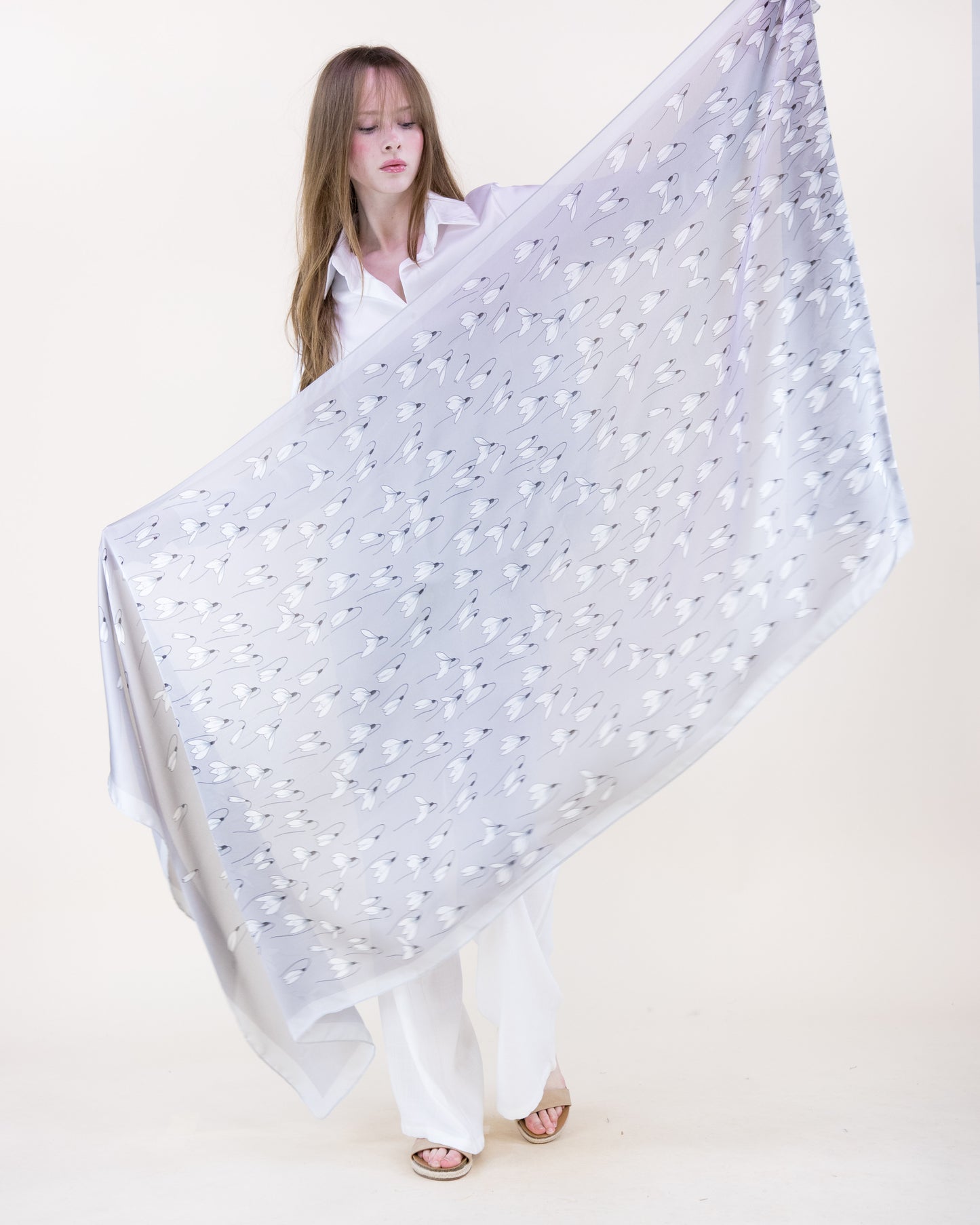 Windy Crocus Satin Long Scarf