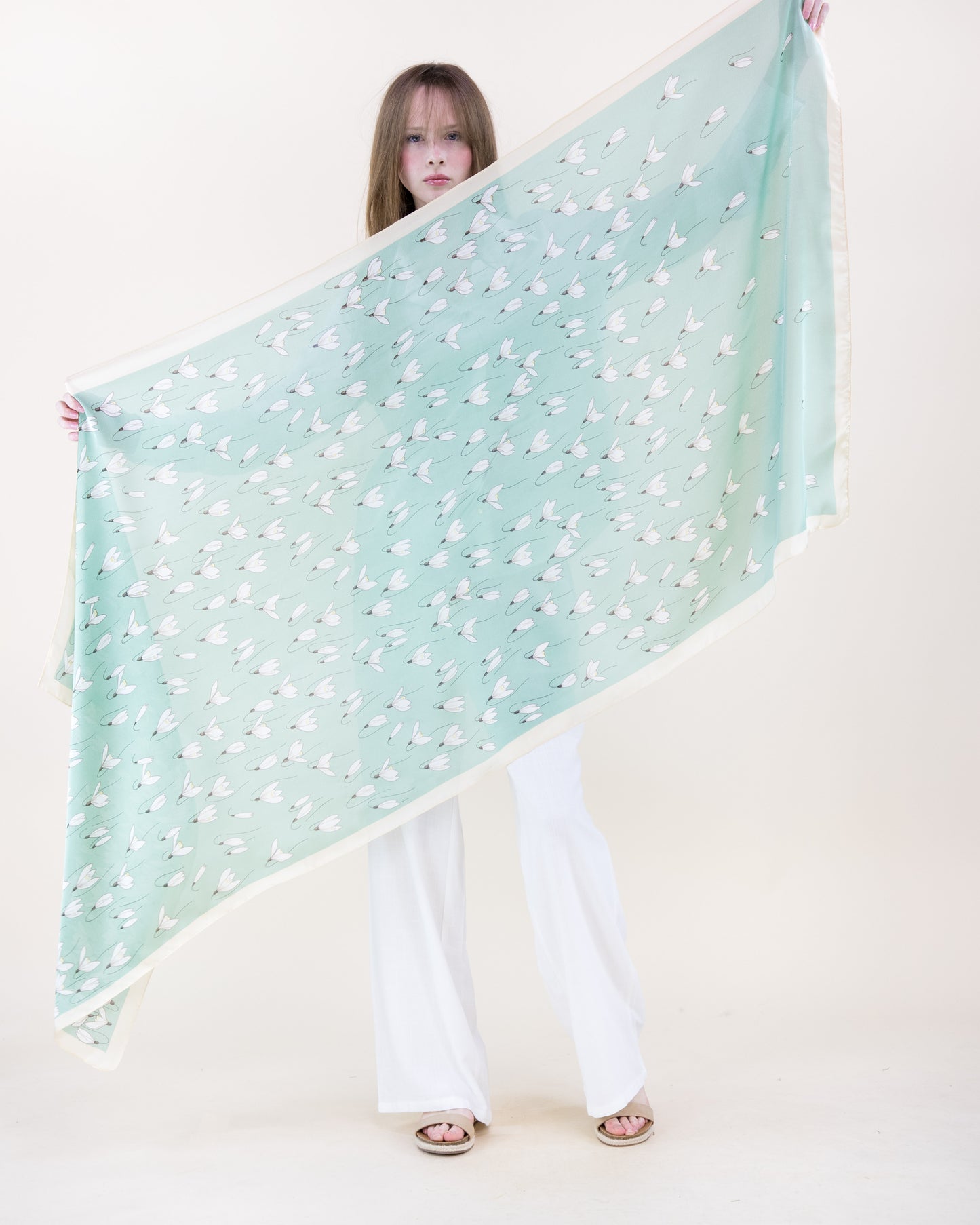Windy Crocus Satin Long Scarf