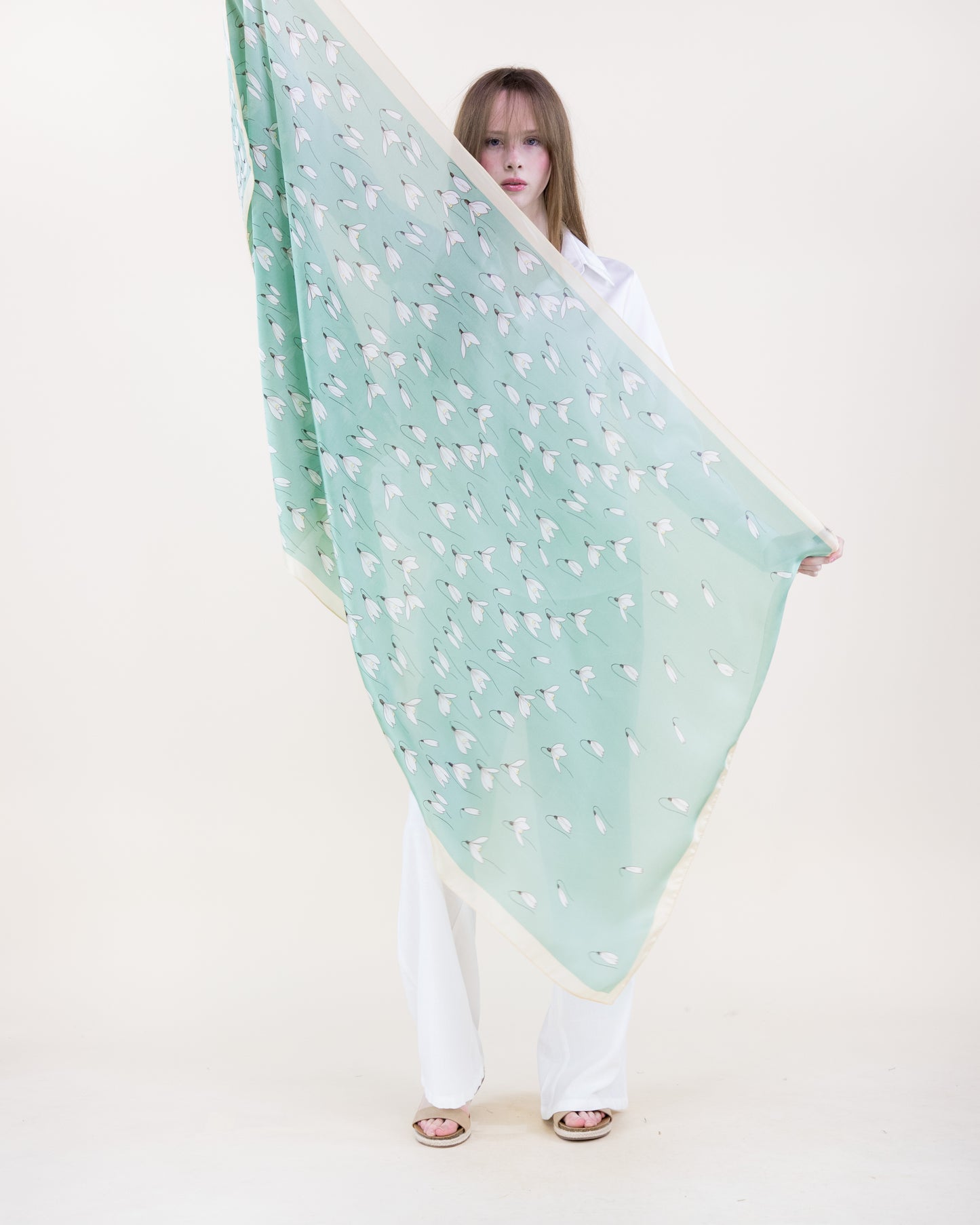 Windy Crocus Satin Long Scarf