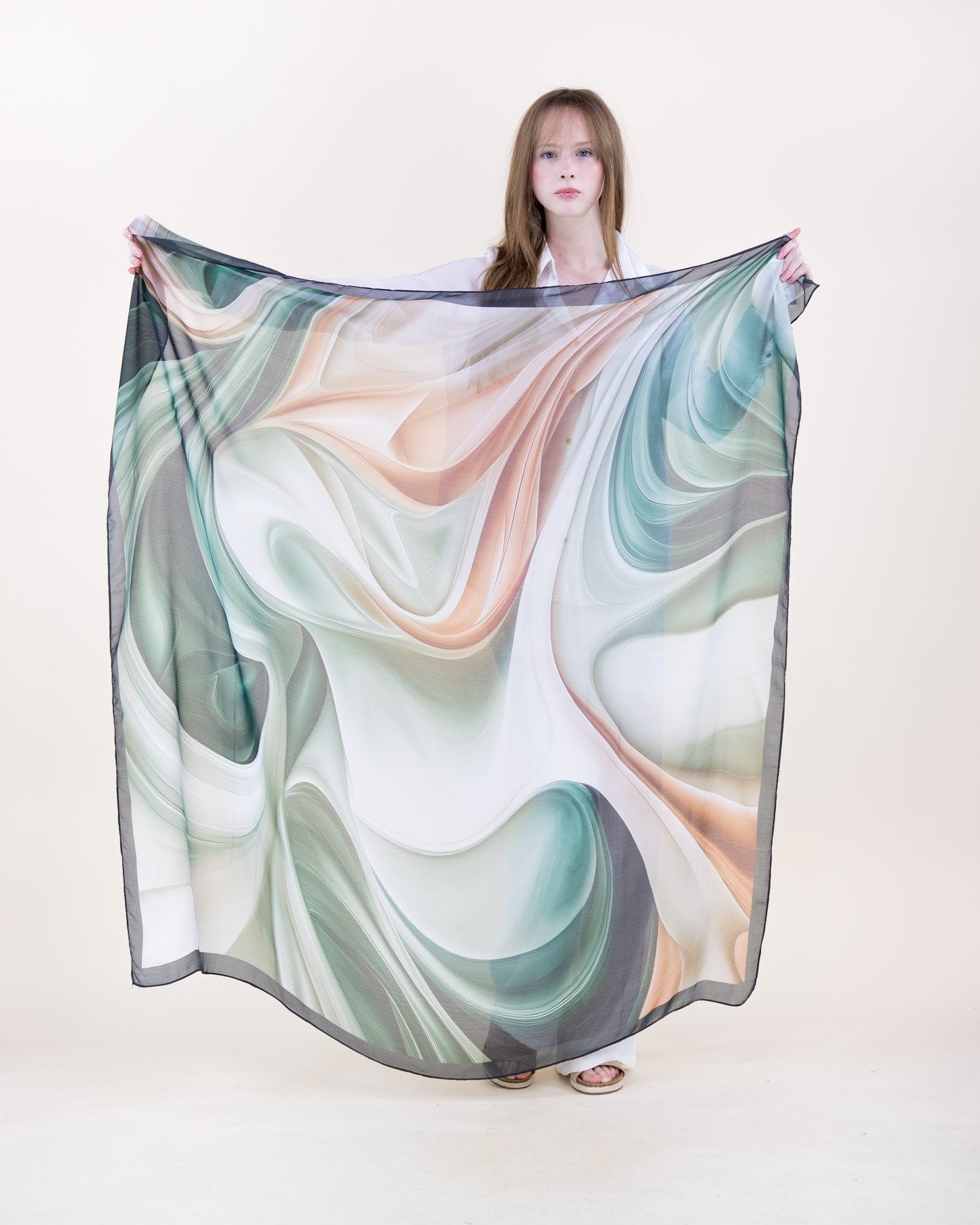 Marble Flow Silky Large Square Scarf