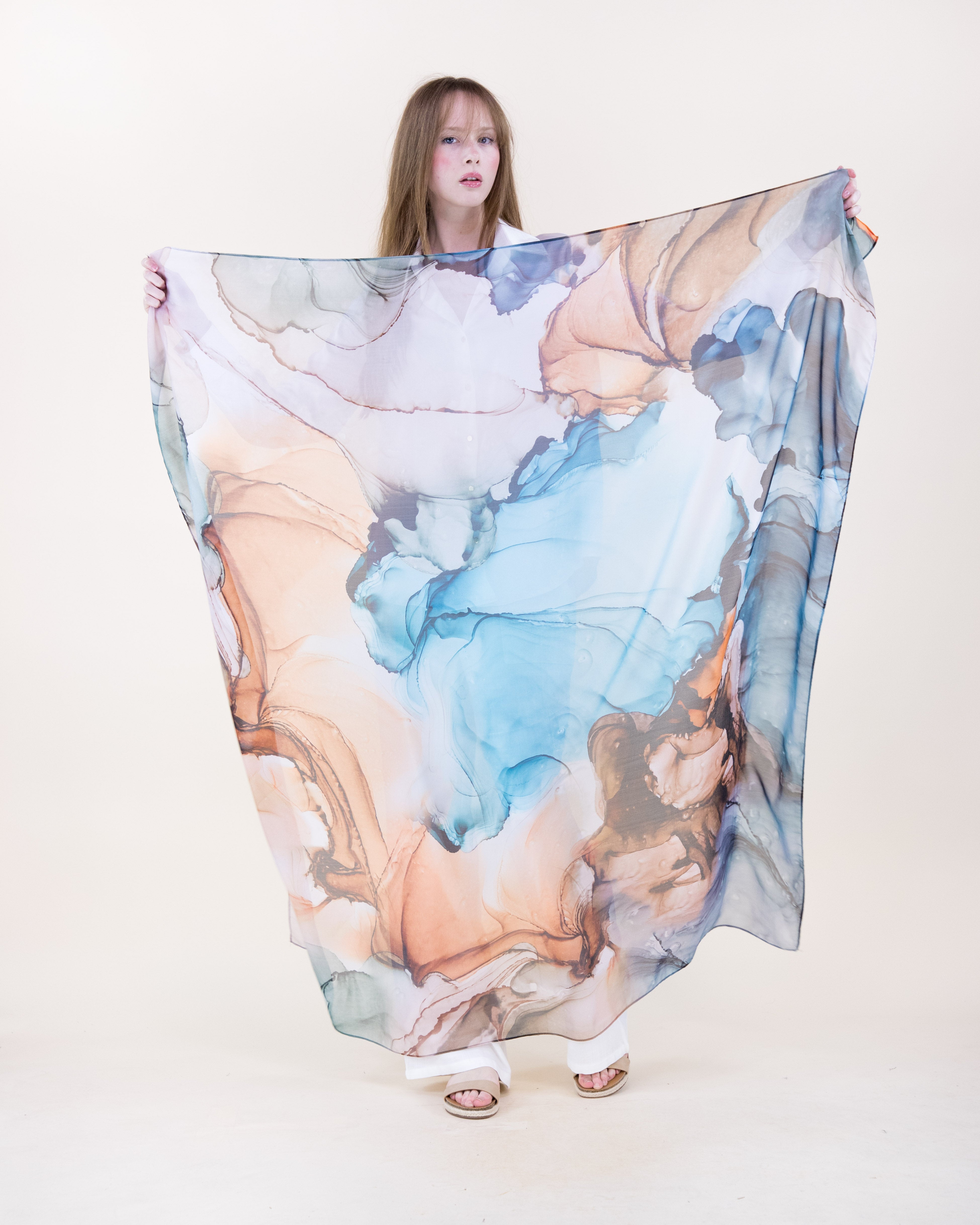 Artisan Ink Wash Silky Large Square Scarf