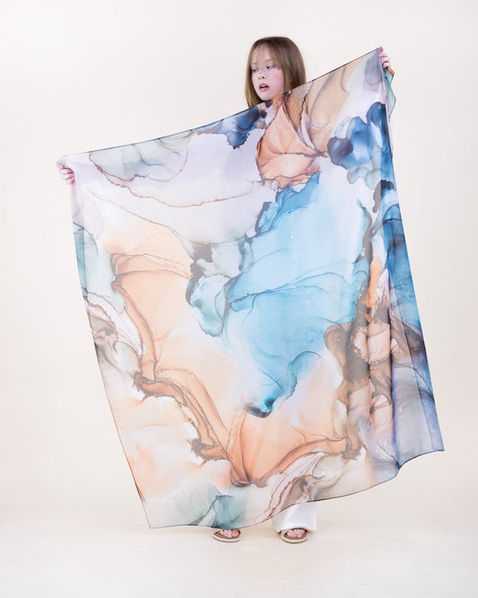 Artisan Ink Wash Silky Large Square Scarf
