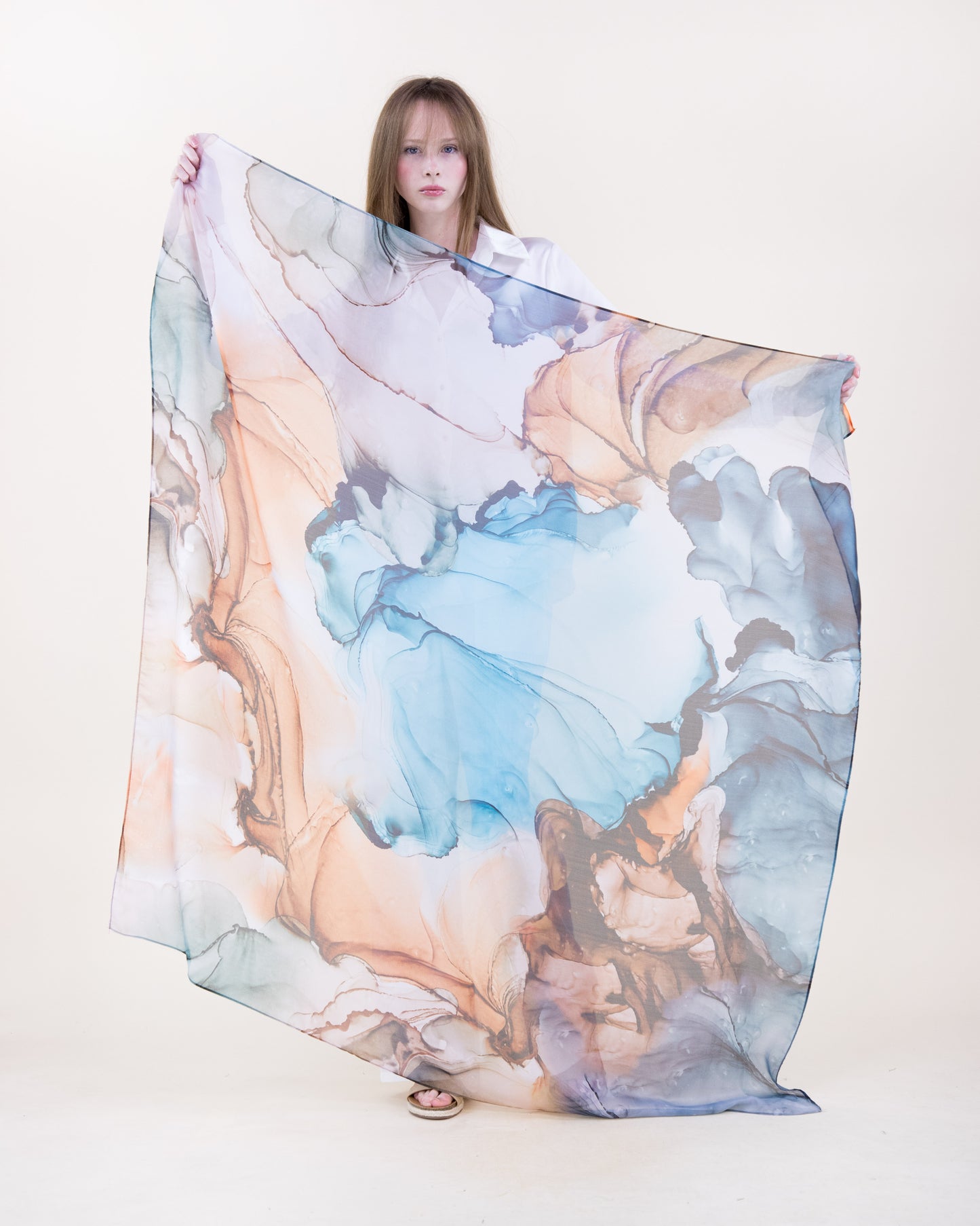 Artisan Ink Wash Silky Large Square Scarf