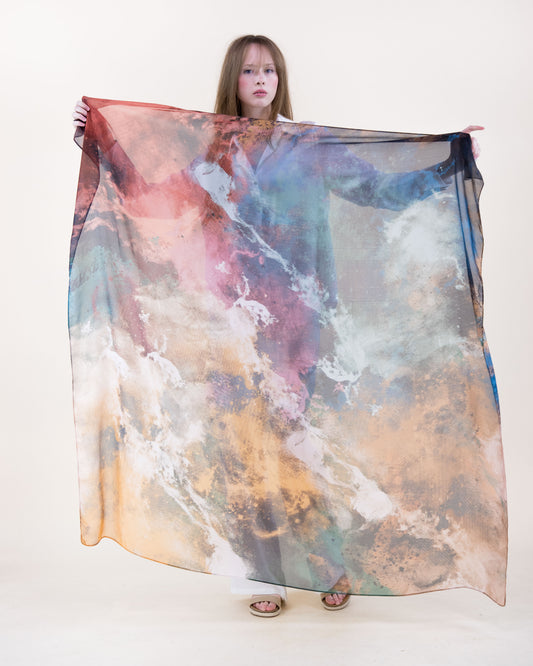 Fresco Ink Wash Silky Large Square Scarf