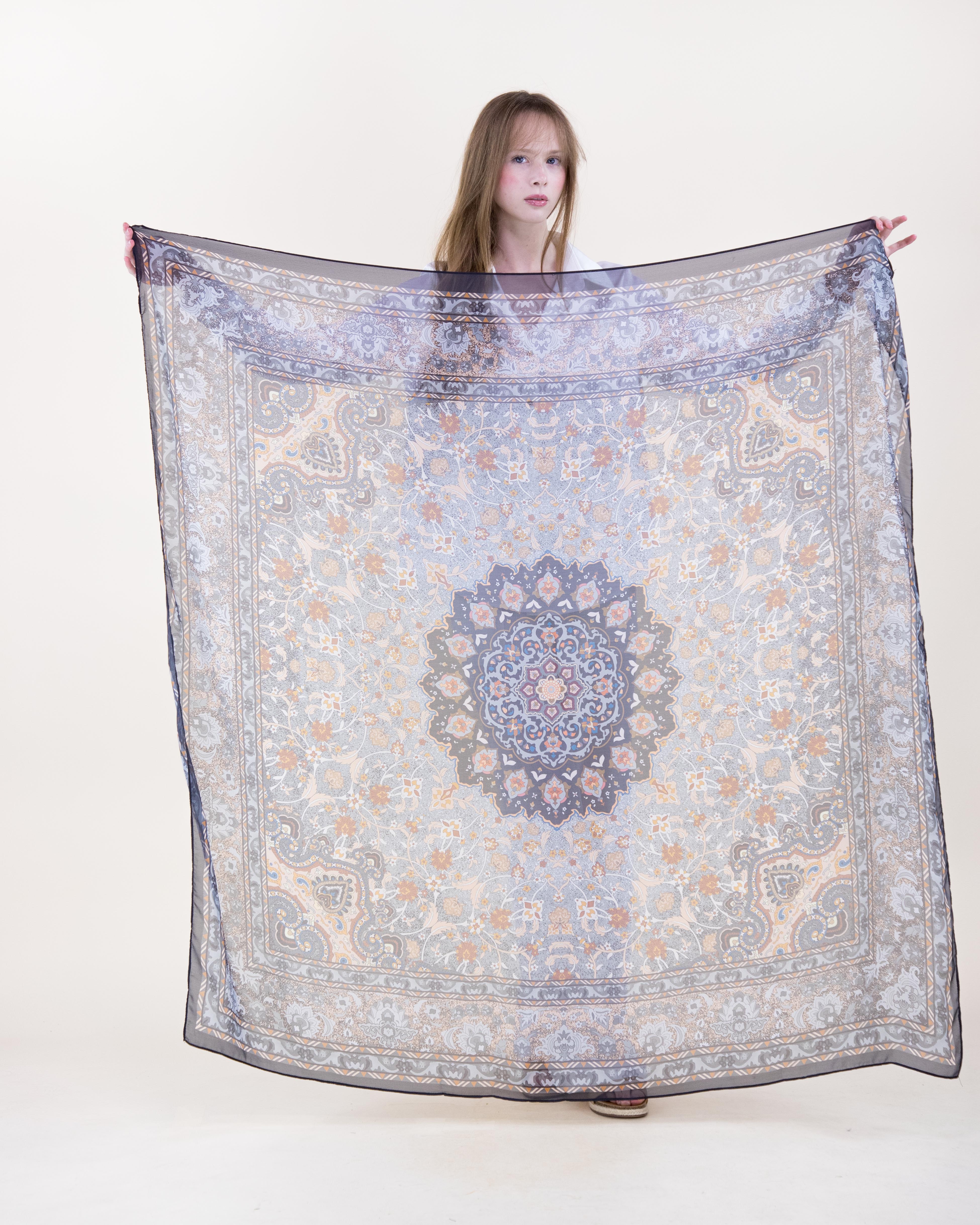 Old World Mandala Silky Large Square Scarf