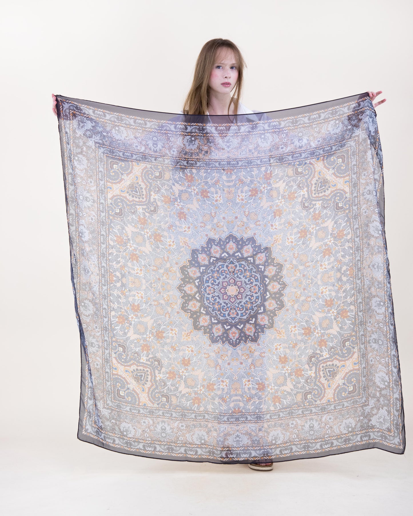 Old World Mandala Silky Large Square Scarf