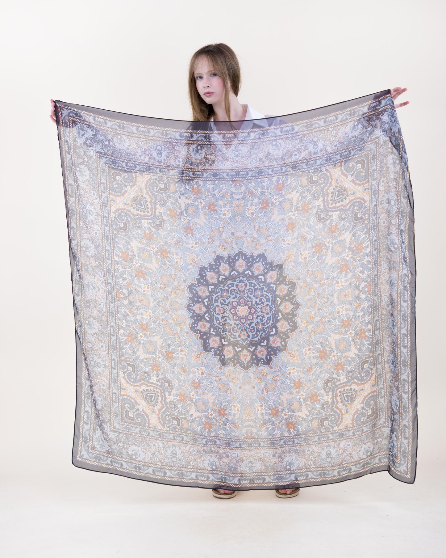 Old World Mandala Silky Large Square Scarf