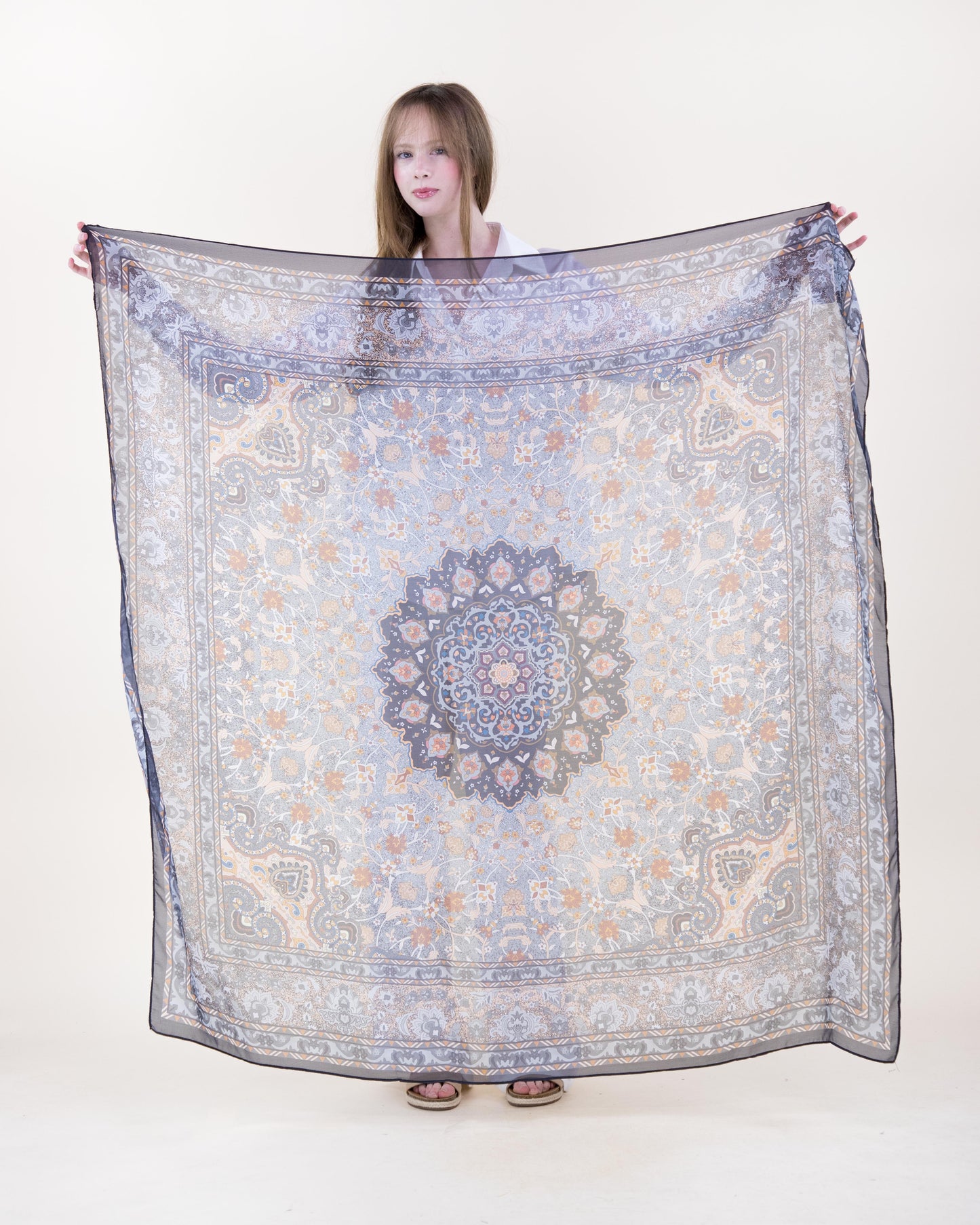 Old World Mandala Silky Large Square Scarf