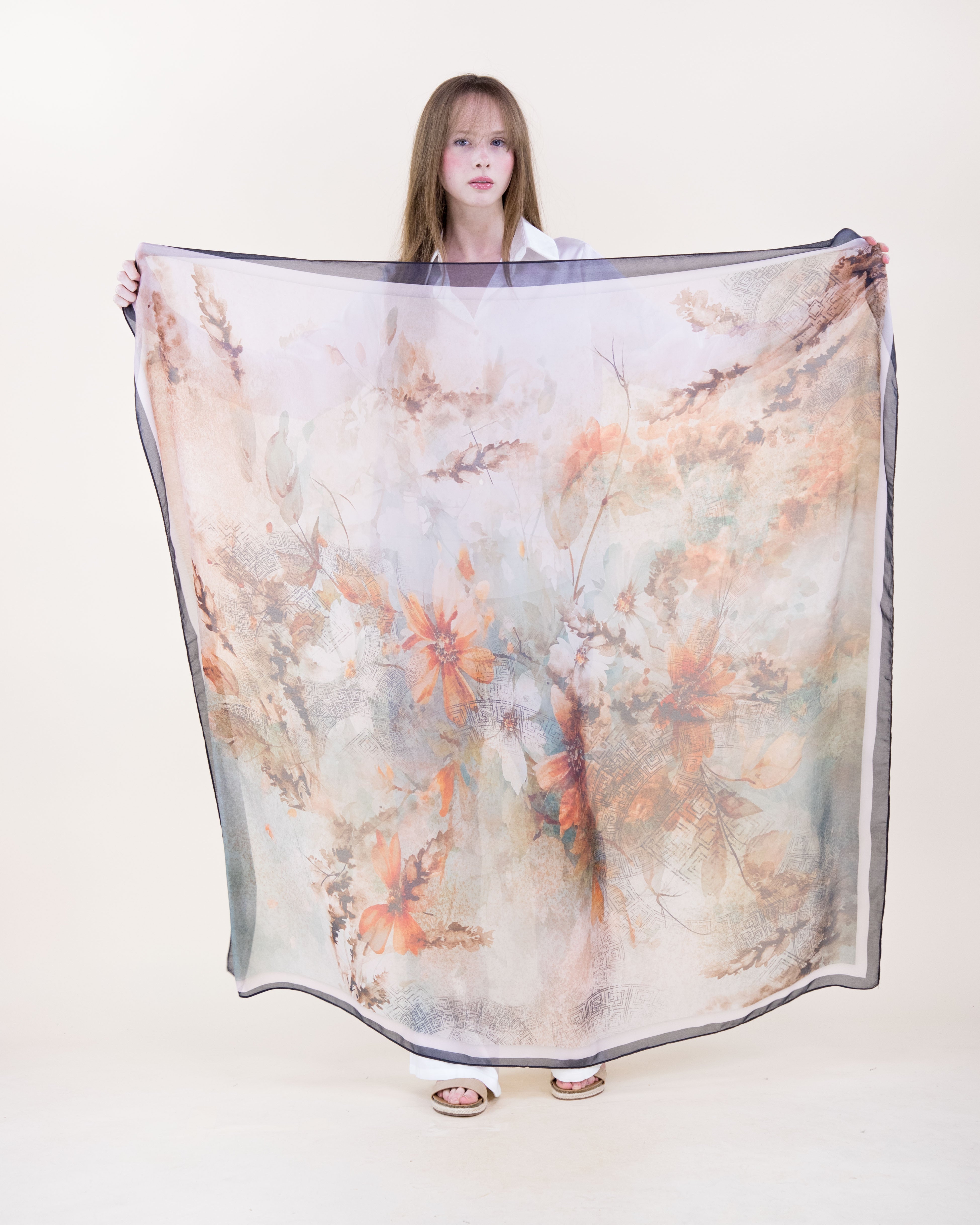 Rococo Garden Silky Large Square Scarf