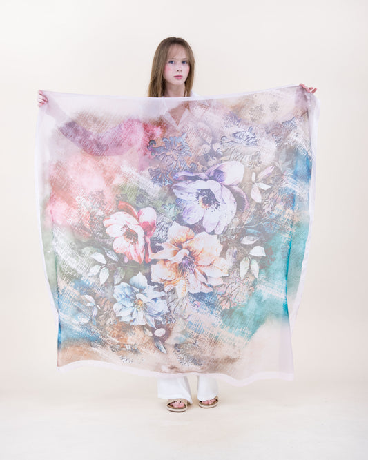 Cottage Garden Silky Large Square Scarf