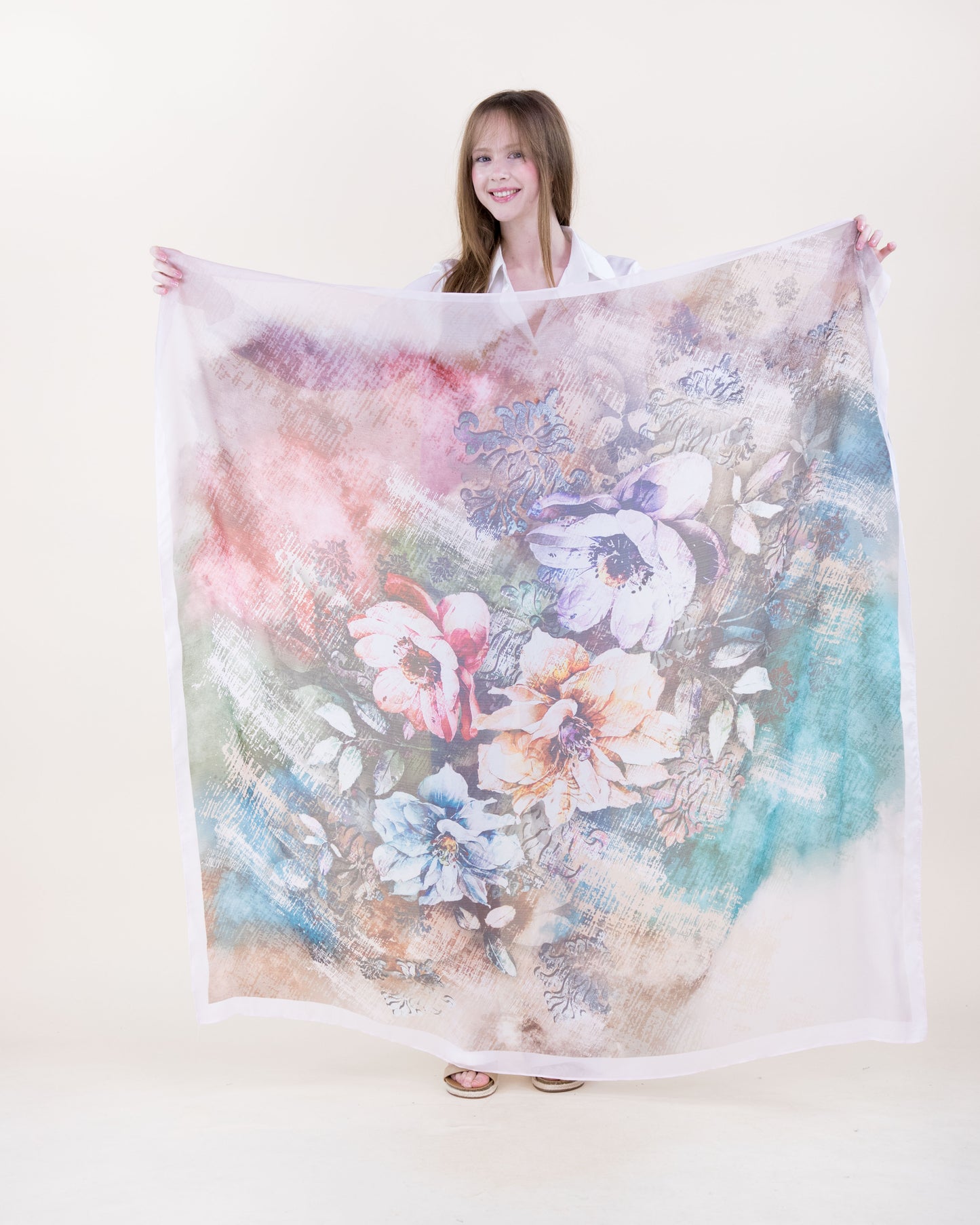 Cottage Garden Silky Large Square Scarf