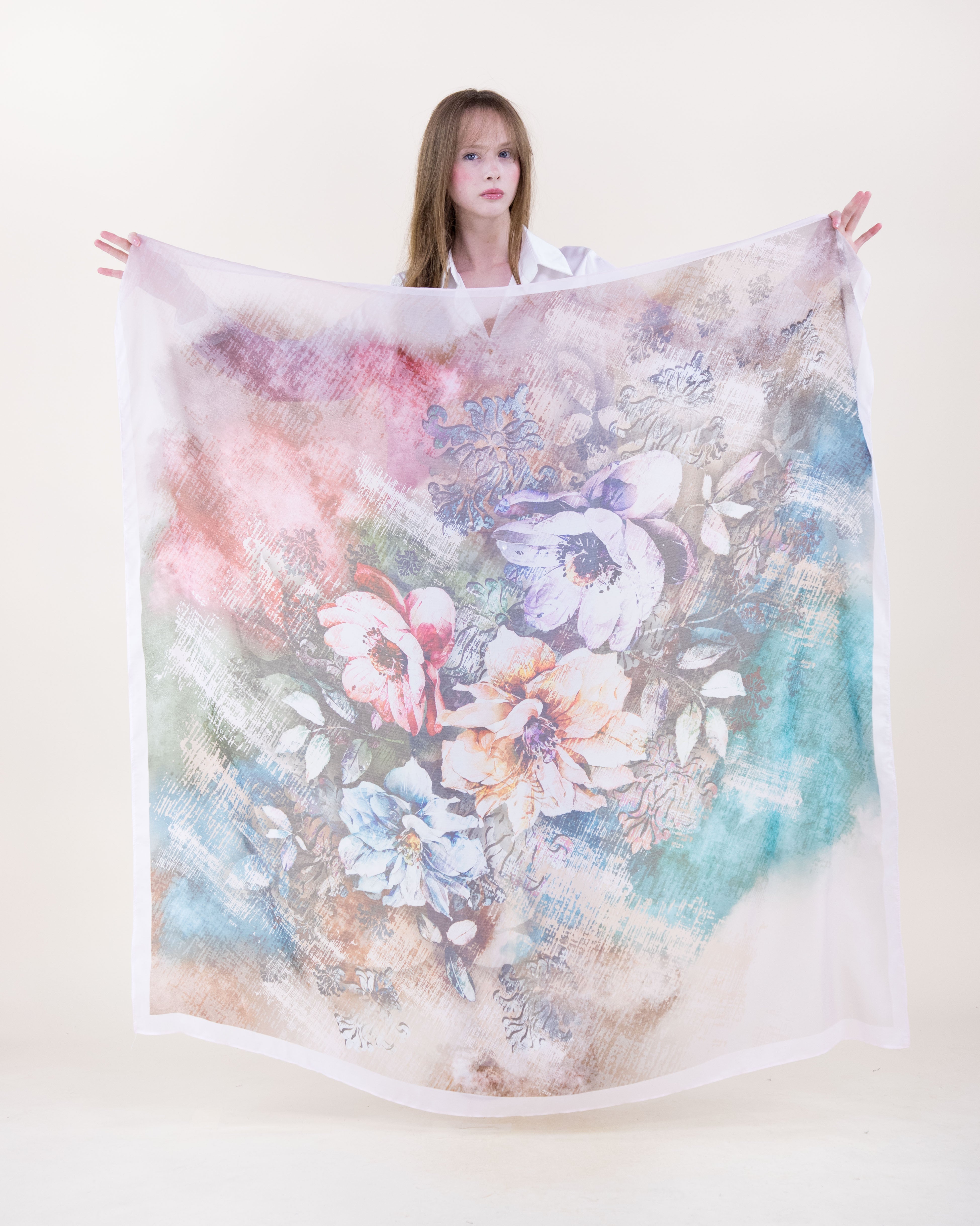 Cottage Garden Silky Large Square Scarf