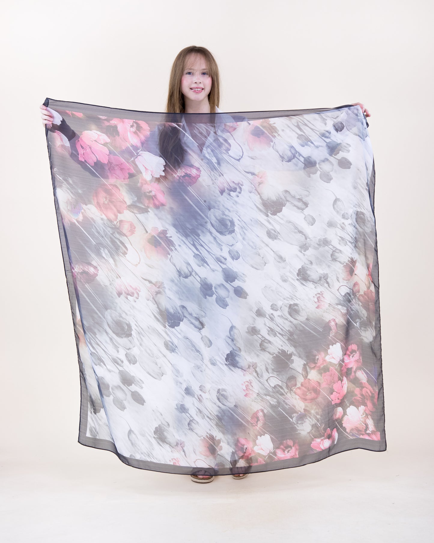 Floral Haze Silky Large Square Scarf