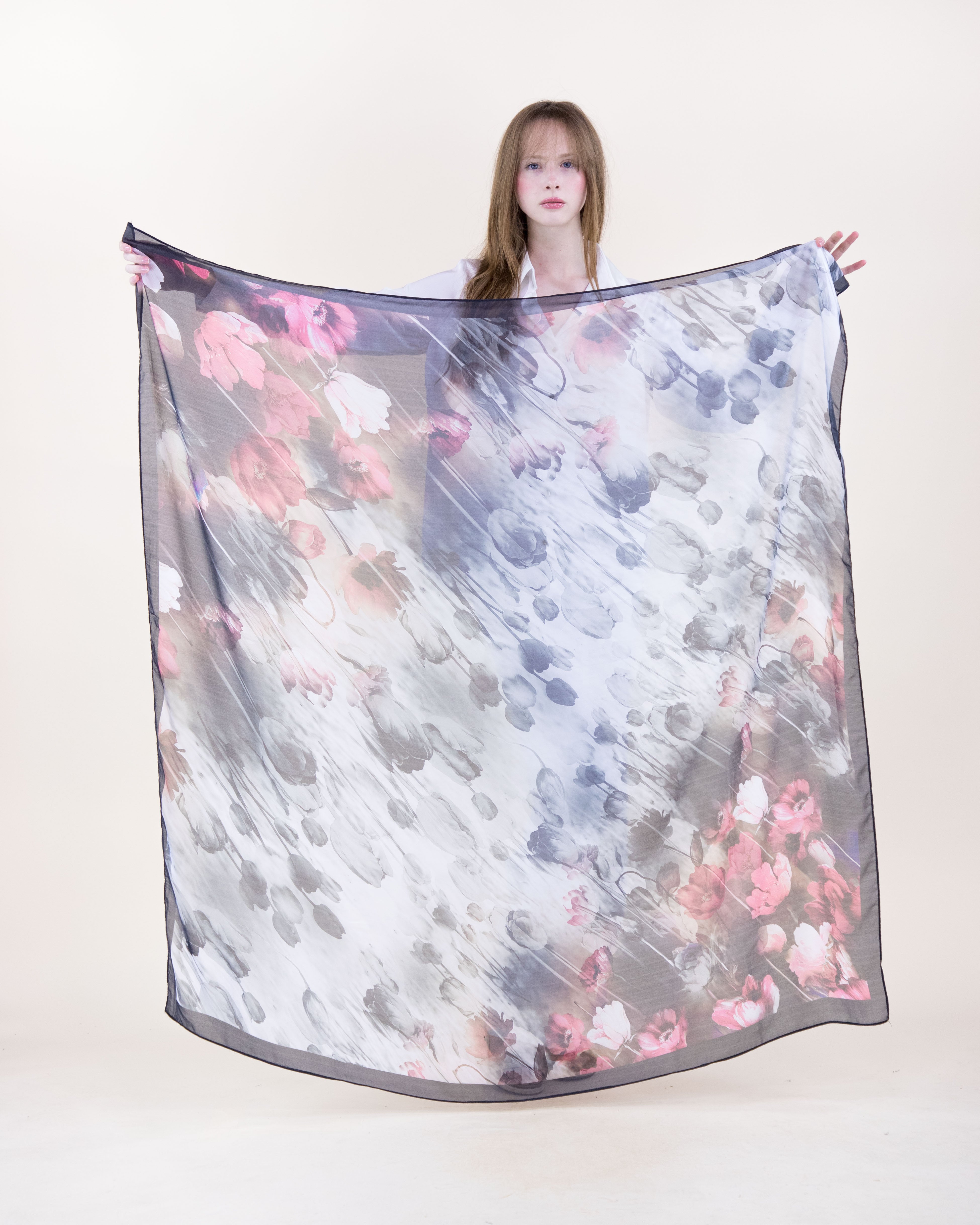 Floral Haze Silky Large Square Scarf