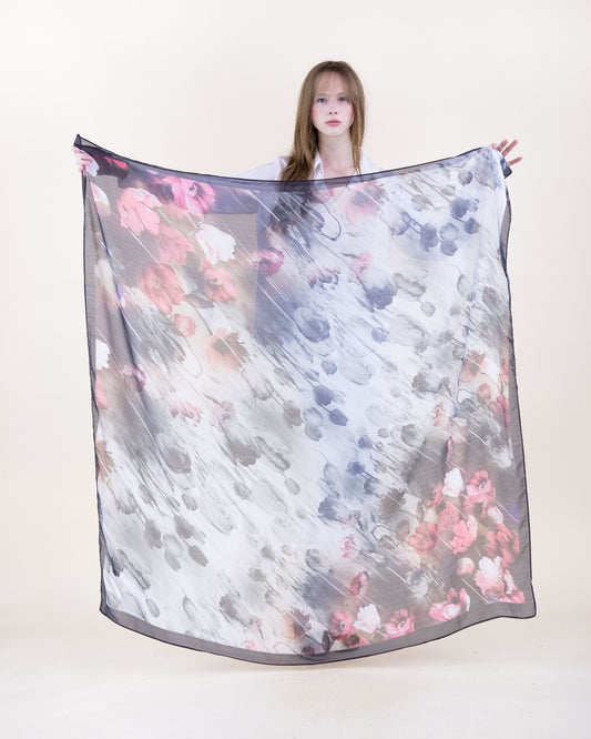 Floral Haze Silky Large Square Scarf