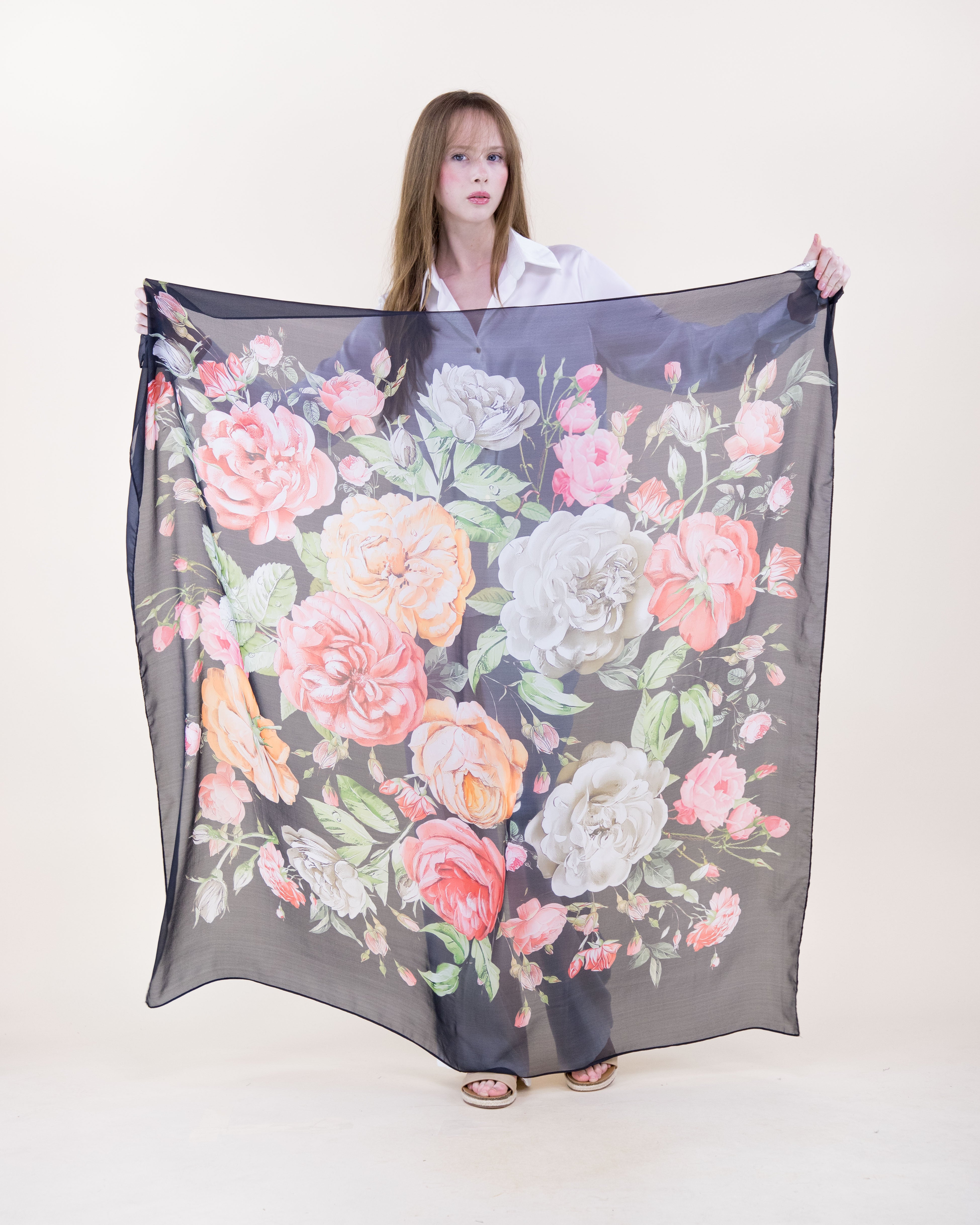 Royal Roses Silky Large Square Scarf