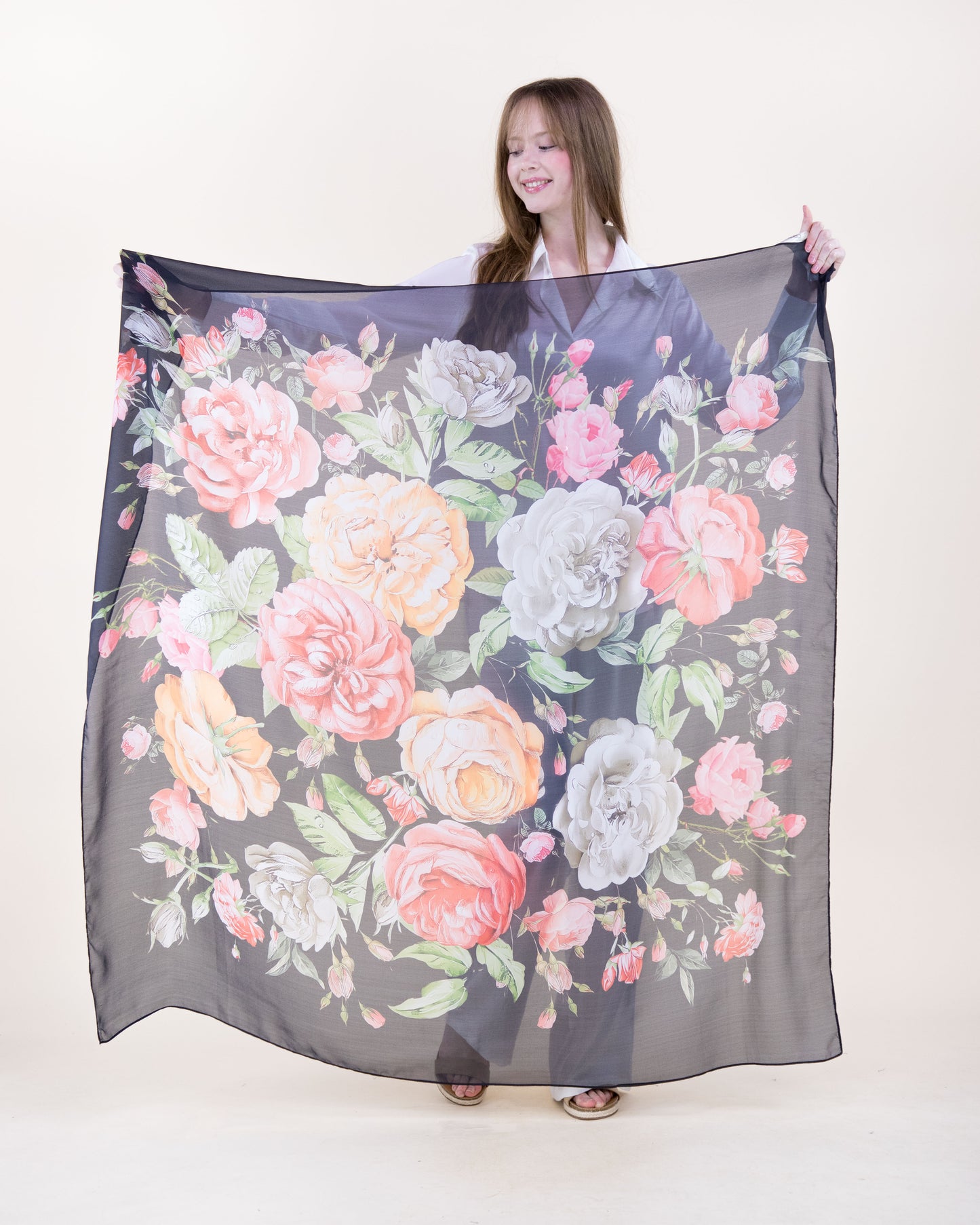 Royal Roses Silky Large Square Scarf
