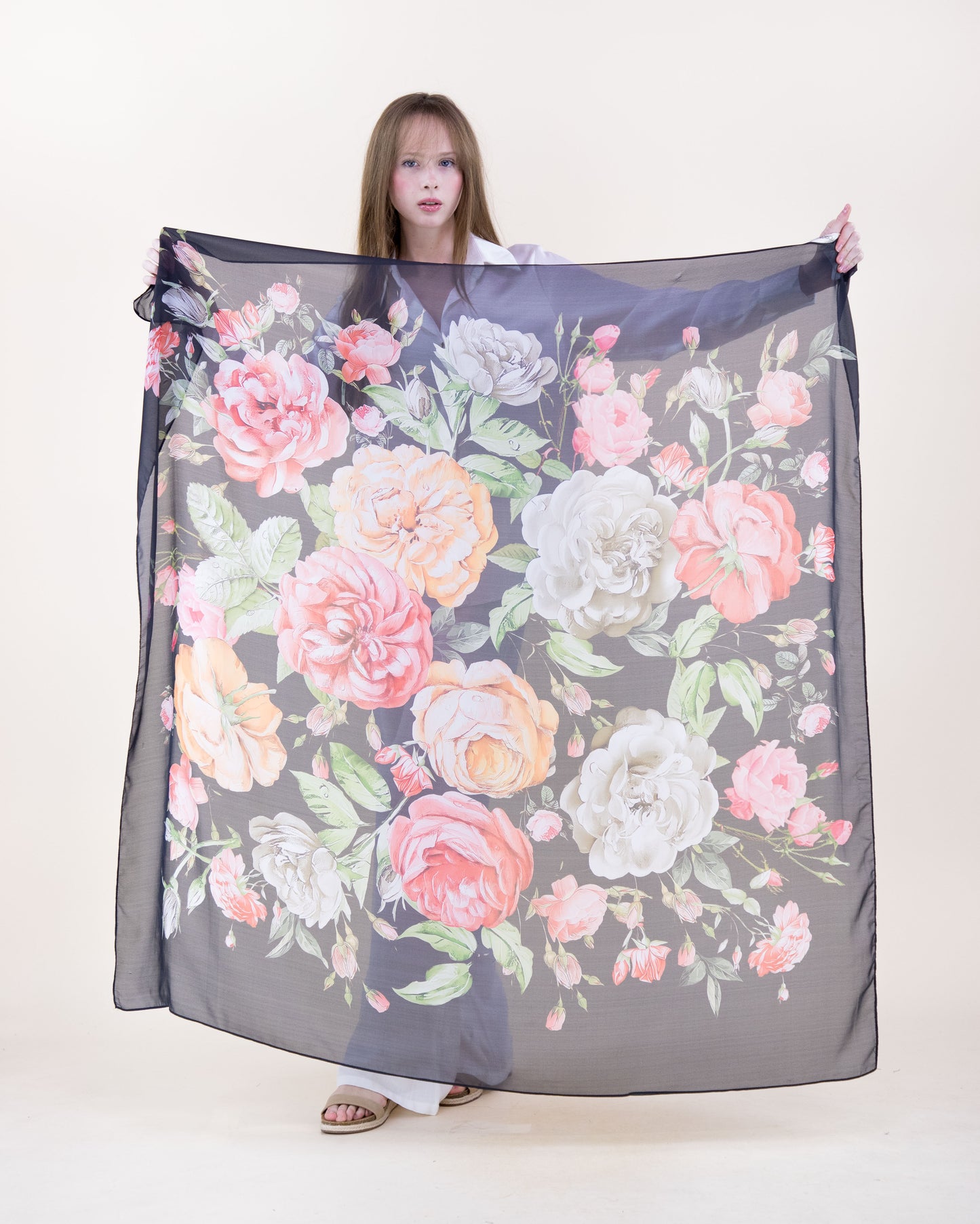 Royal Roses Silky Large Square Scarf
