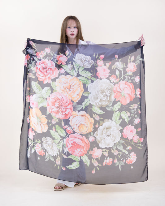 Royal Roses Silky Large Square Scarf