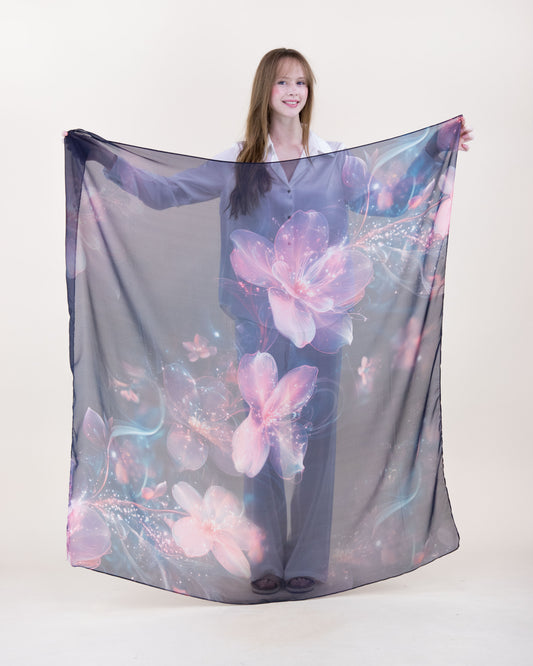Ethereal Blossom Silky Large Square Scarf
