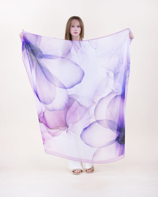 Serene Anemone Silky Large Square Scarf