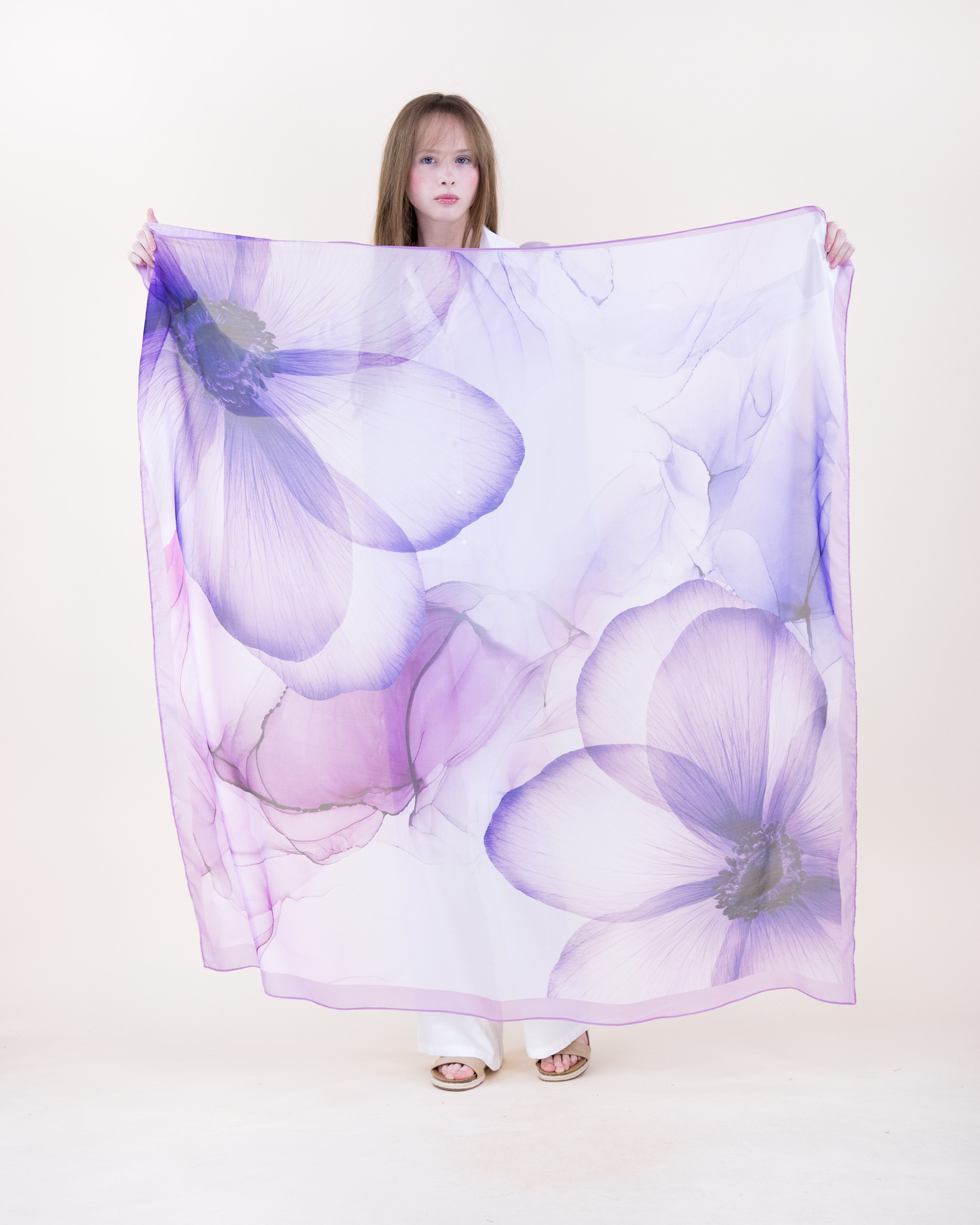 Serene Anemone Silky Large Square Scarf