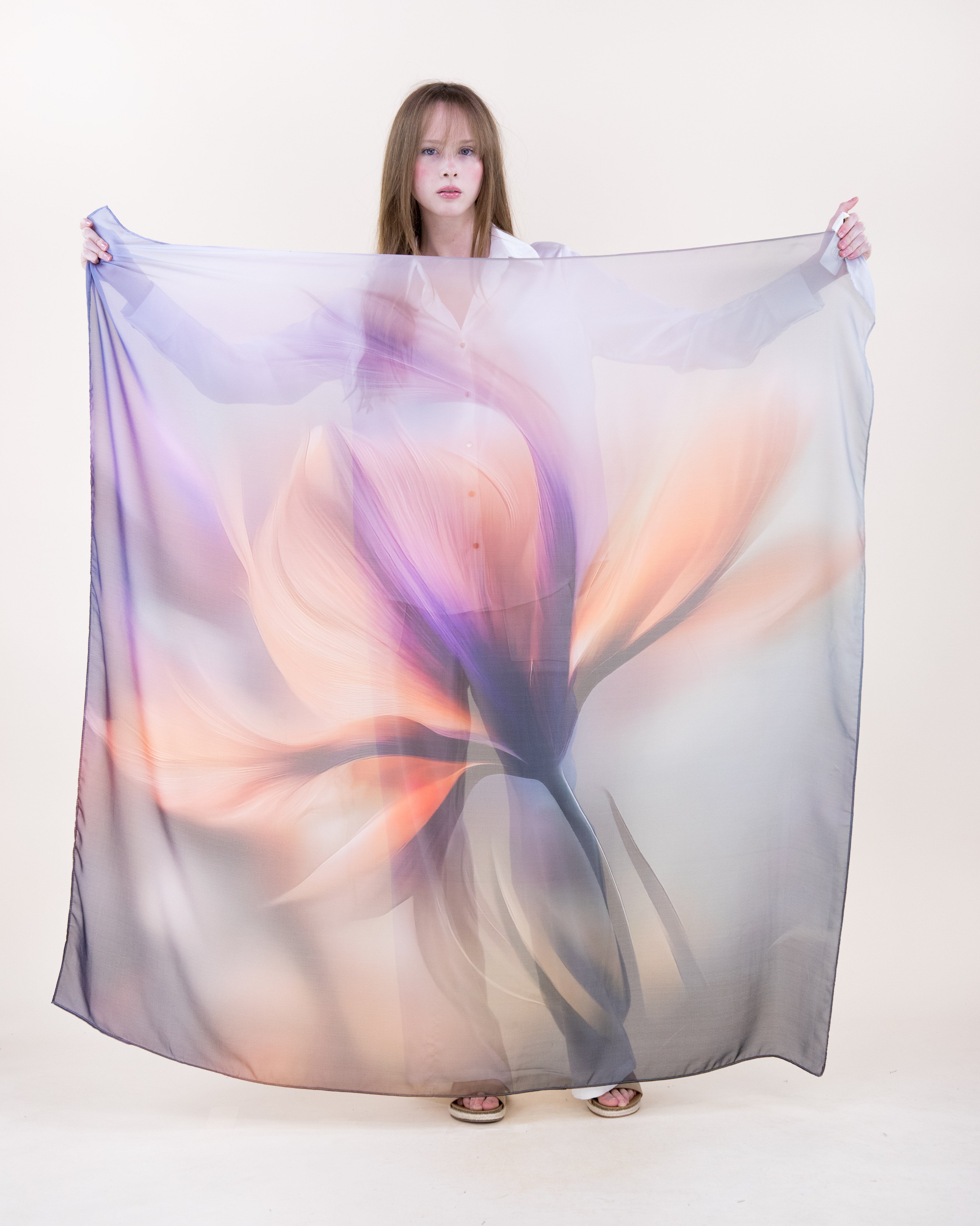 Soft Focus Crocus Silky Large Square Scarf