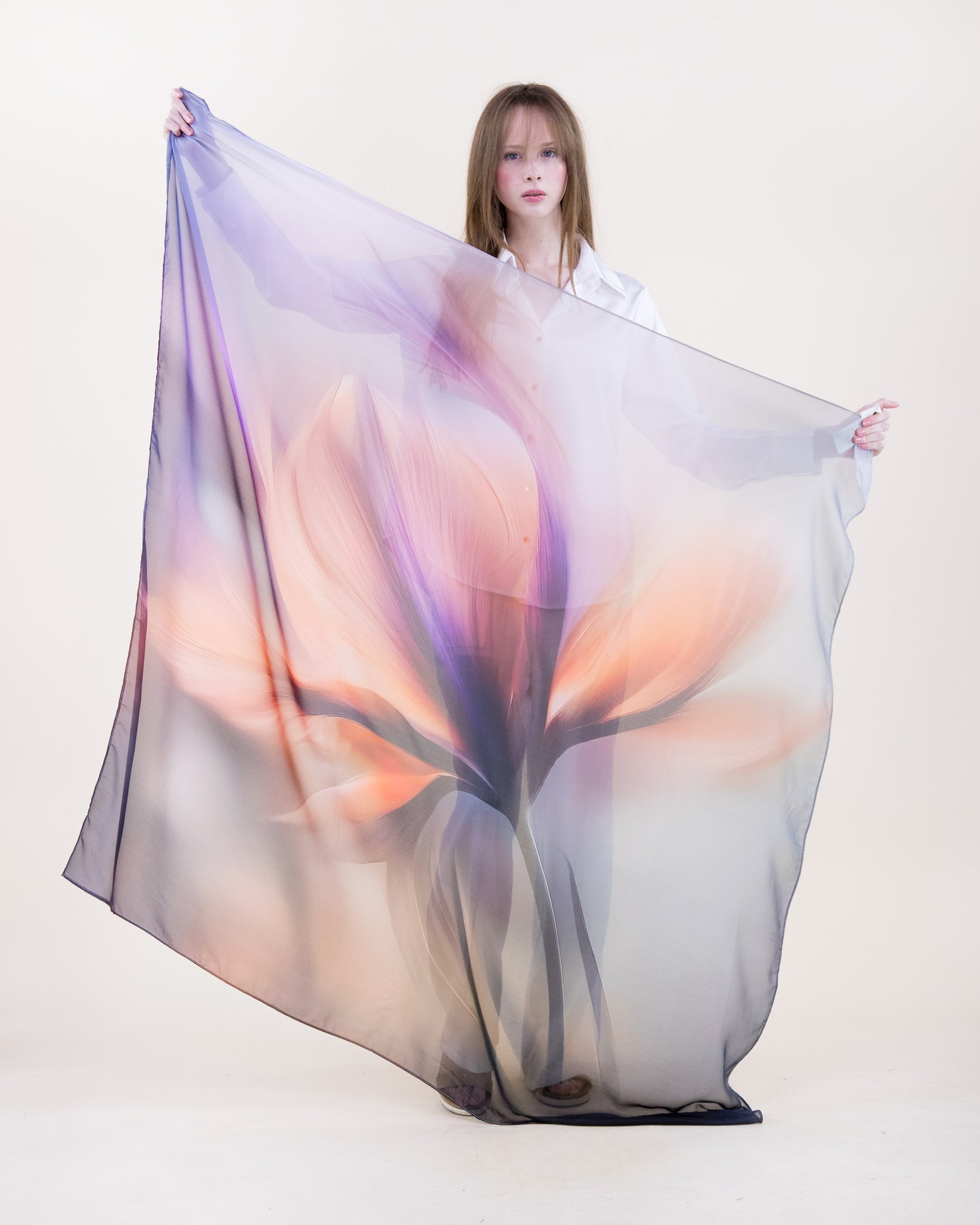 Soft Focus Crocus Silky Large Square Scarf