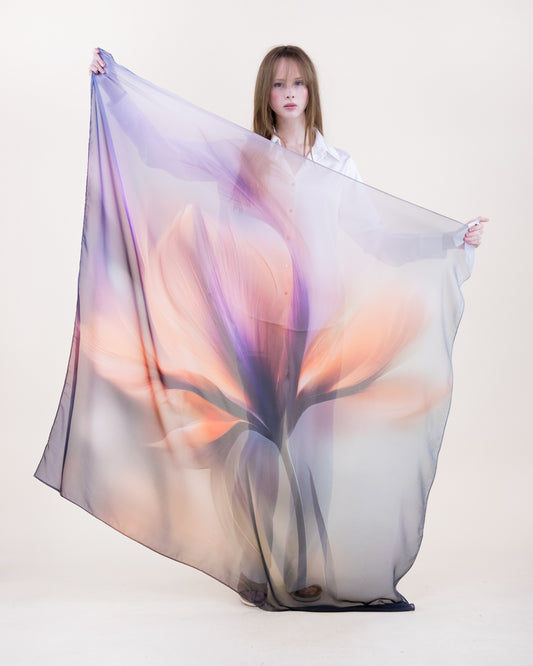 Soft Focus Crocus Silky Large Square Scarf