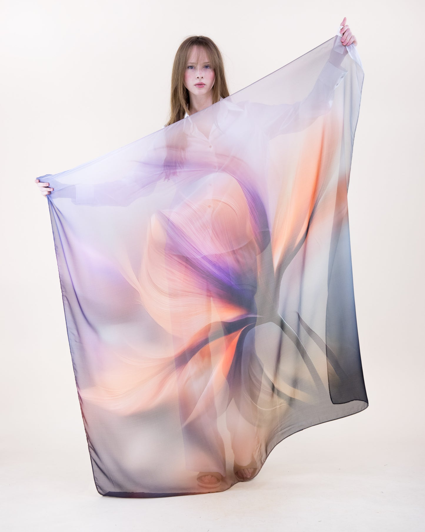 Soft Focus Crocus Silky Large Square Scarf