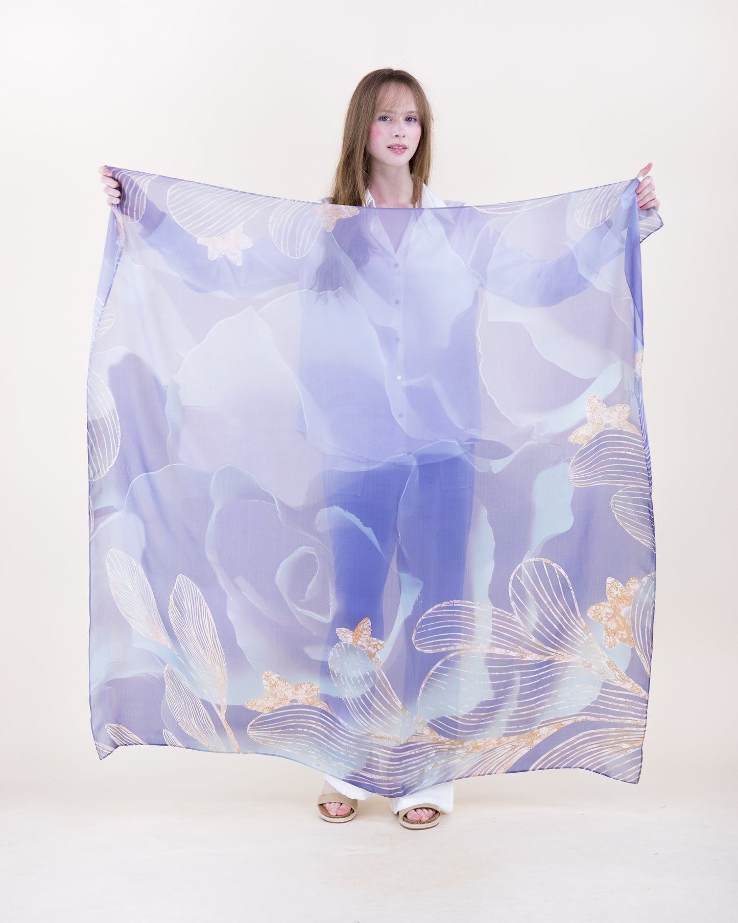 Country Lilac Silky Large Square Scarf