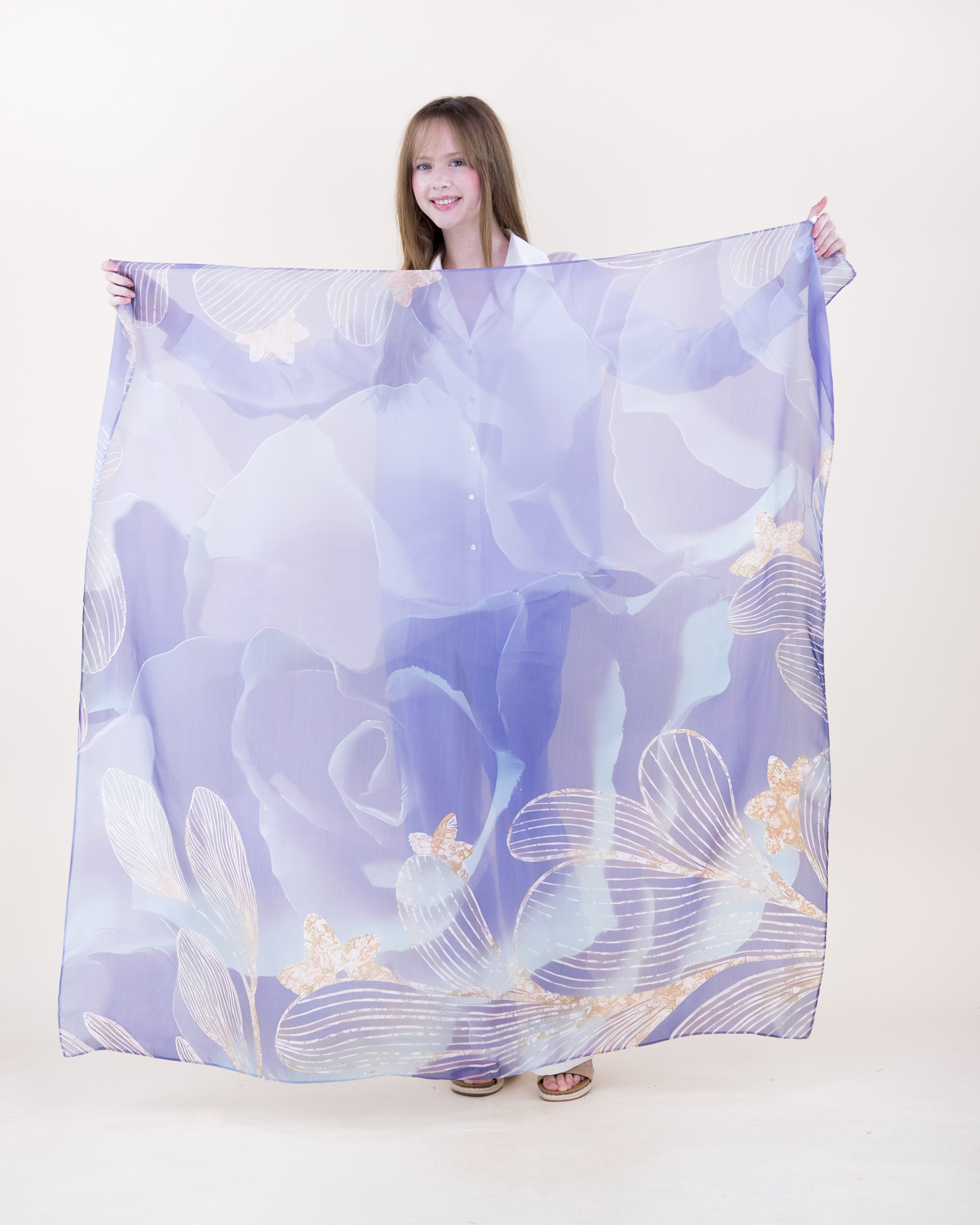 Country Lilac Silky Large Square Scarf