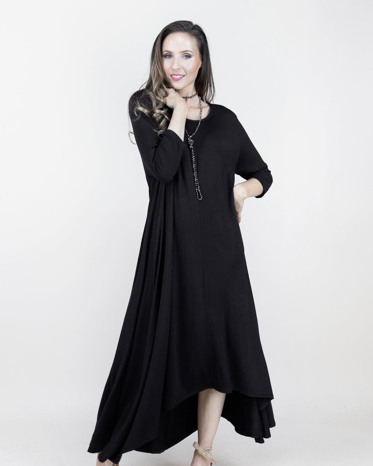 Free Falling 3/4 Sleeve Drapey Maxi Dress