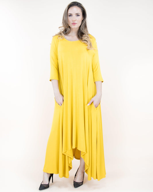 Free Falling 3/4 Sleeve Drapey Maxi Dress