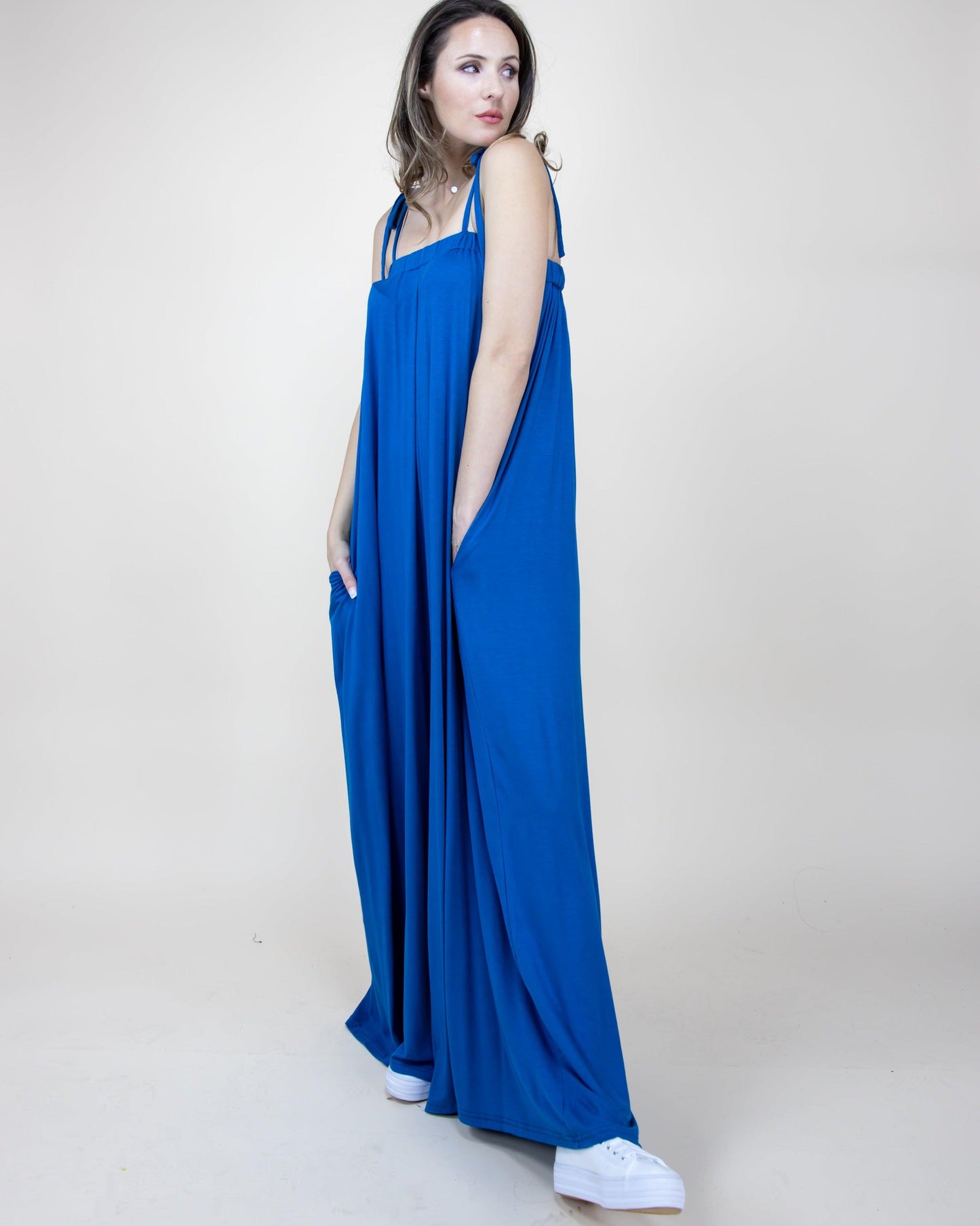 Off the Shoulder Long Flowy Wide Leg Jumpuit