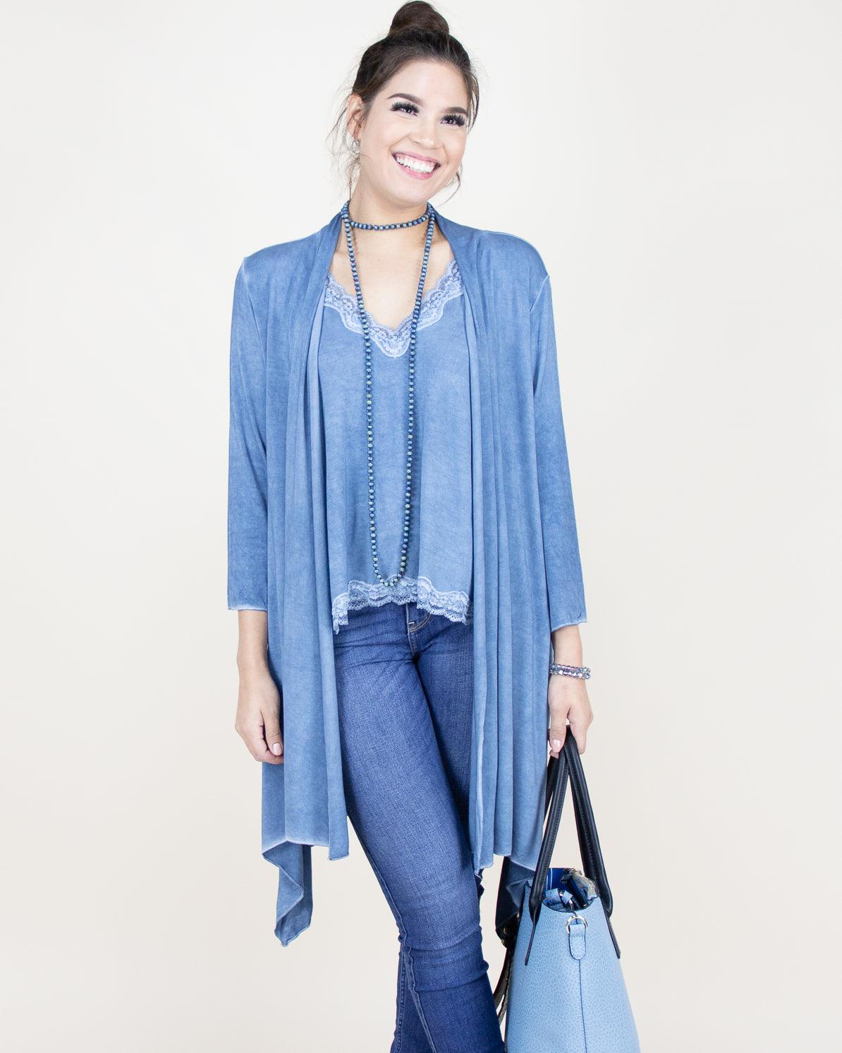 3/4 Sleeve Sharkbite Cardigan