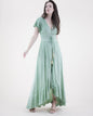 Mineral Wash Butterfly Sleeve High Low Maxi Dress