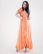 Mineral Wash Butterfly Sleeve High Low Maxi Dress