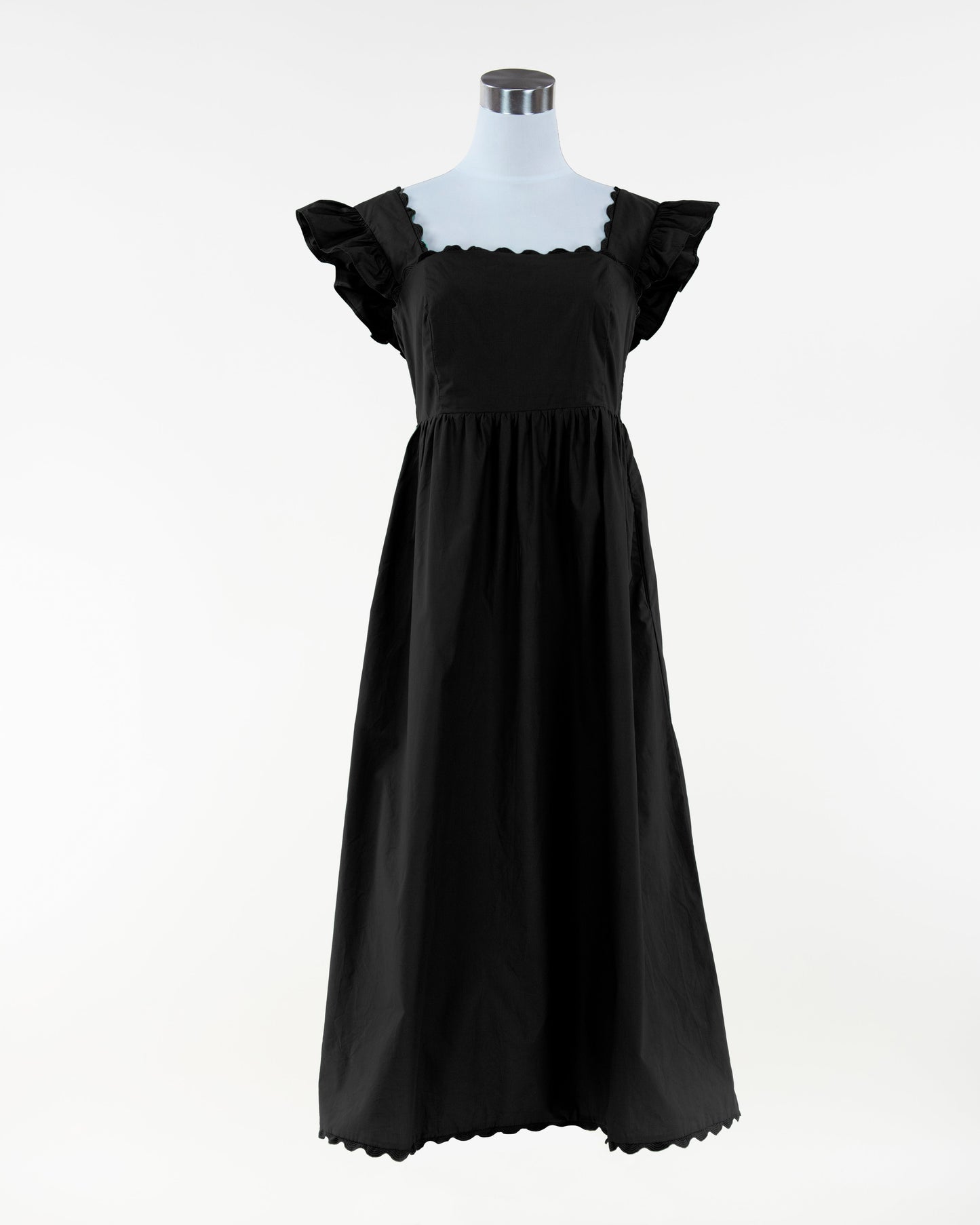 Scalloped Hems Midi Dress w/ Pockets