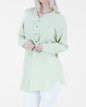 Faded Wash Raw Hem Button Down Long Blouse