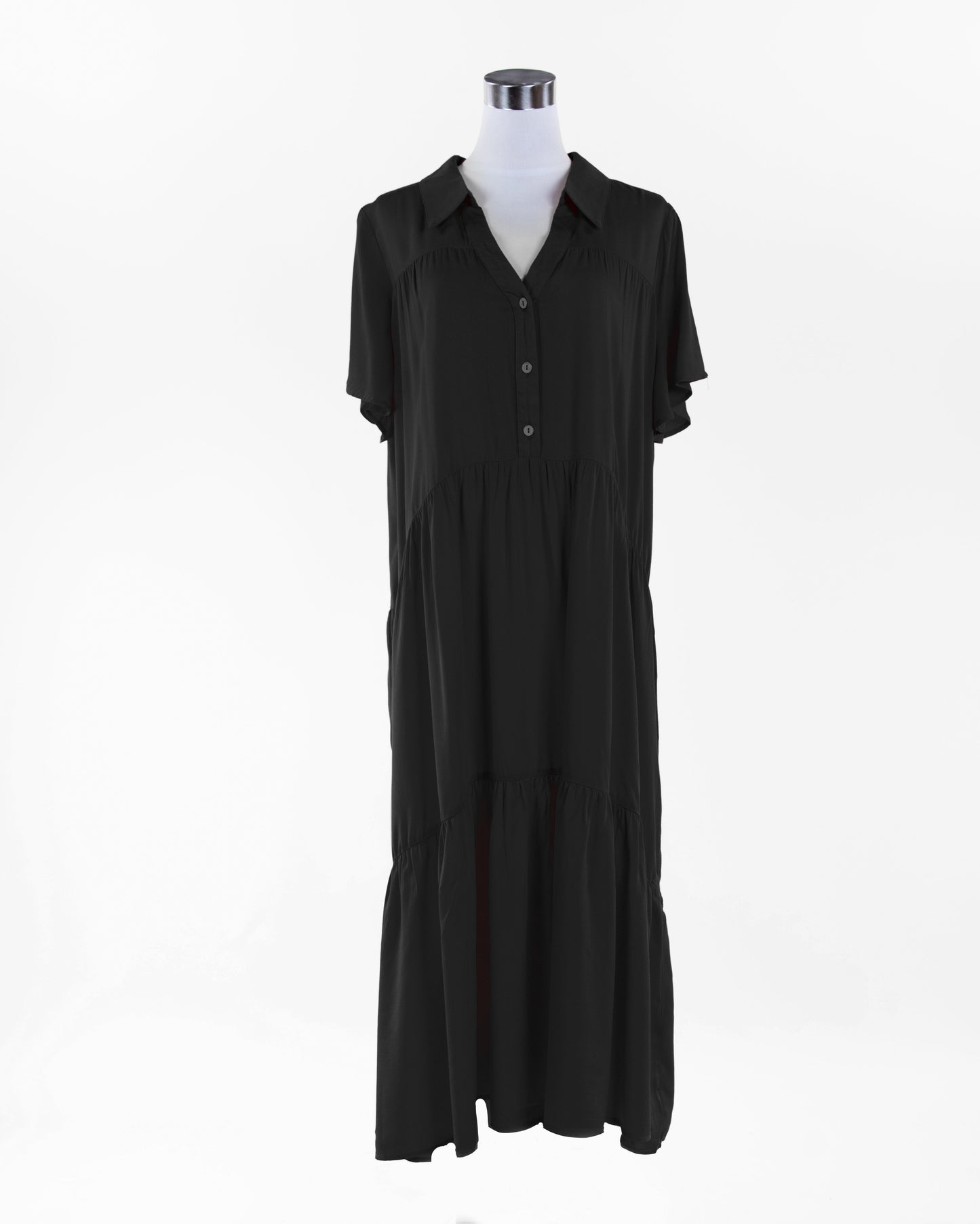 Collared Shirt Dress w/ Buttons